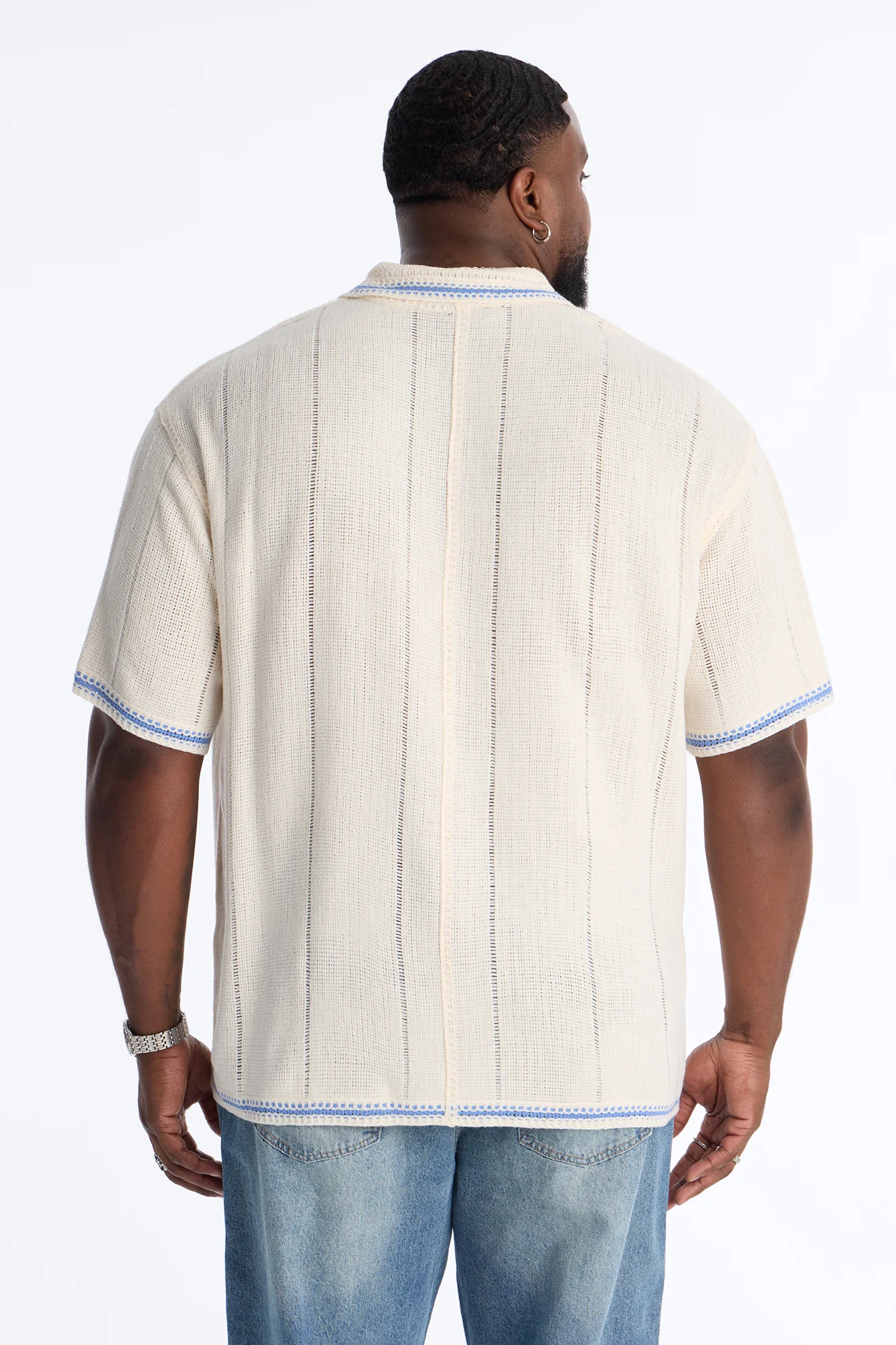 Lido Isle Crochet Button Up Shirt - Cream - Image 8