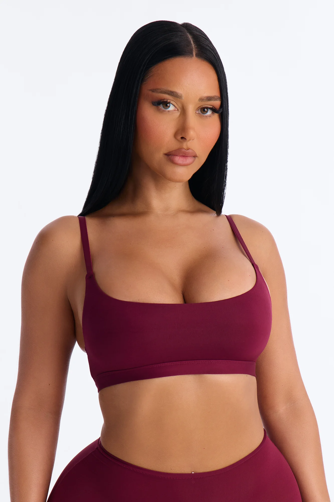 Light As A Feather Microfiber Scoop Bralette - Wine