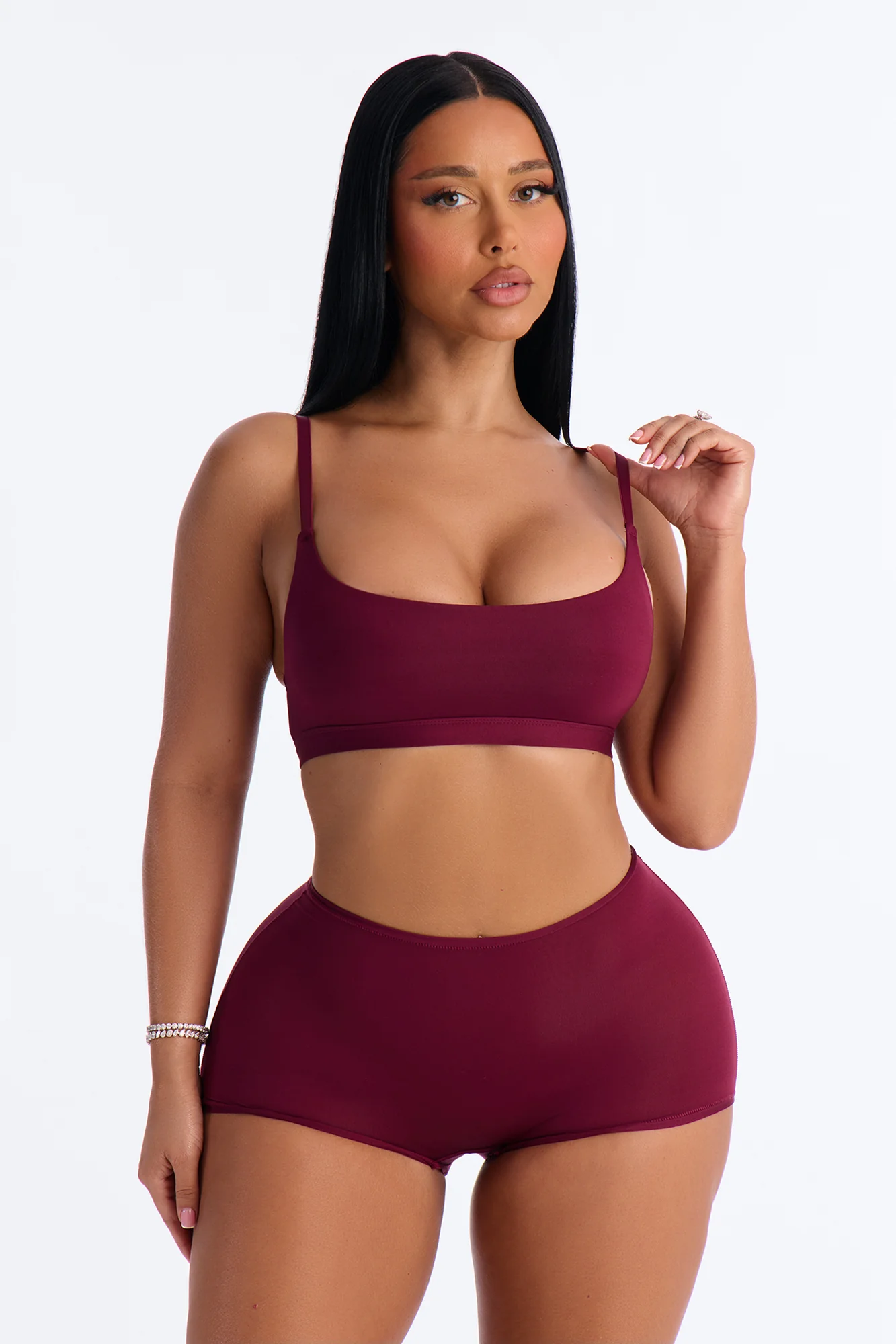 Light As A Feather Microfiber Scoop Bralette - Wine - Image 2