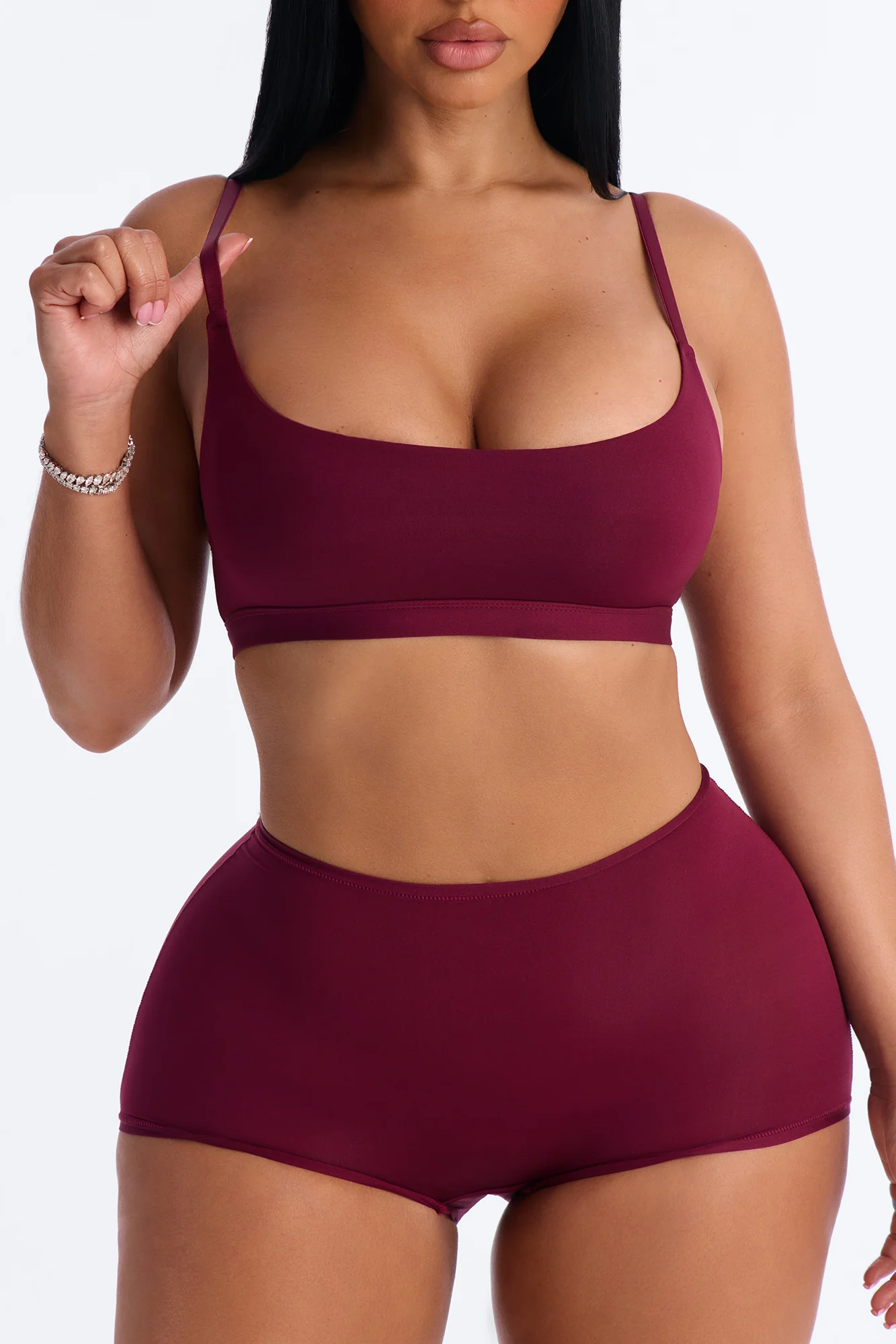Light As A Feather Microfiber Scoop Bralette - Wine - Image 3