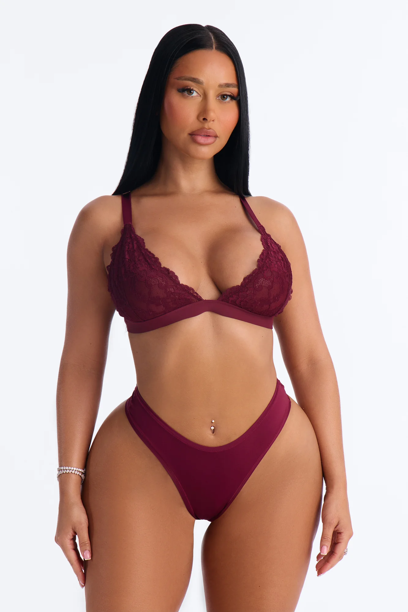 Light As A Feather Microfiber Thong Panty - Wine - Image 2