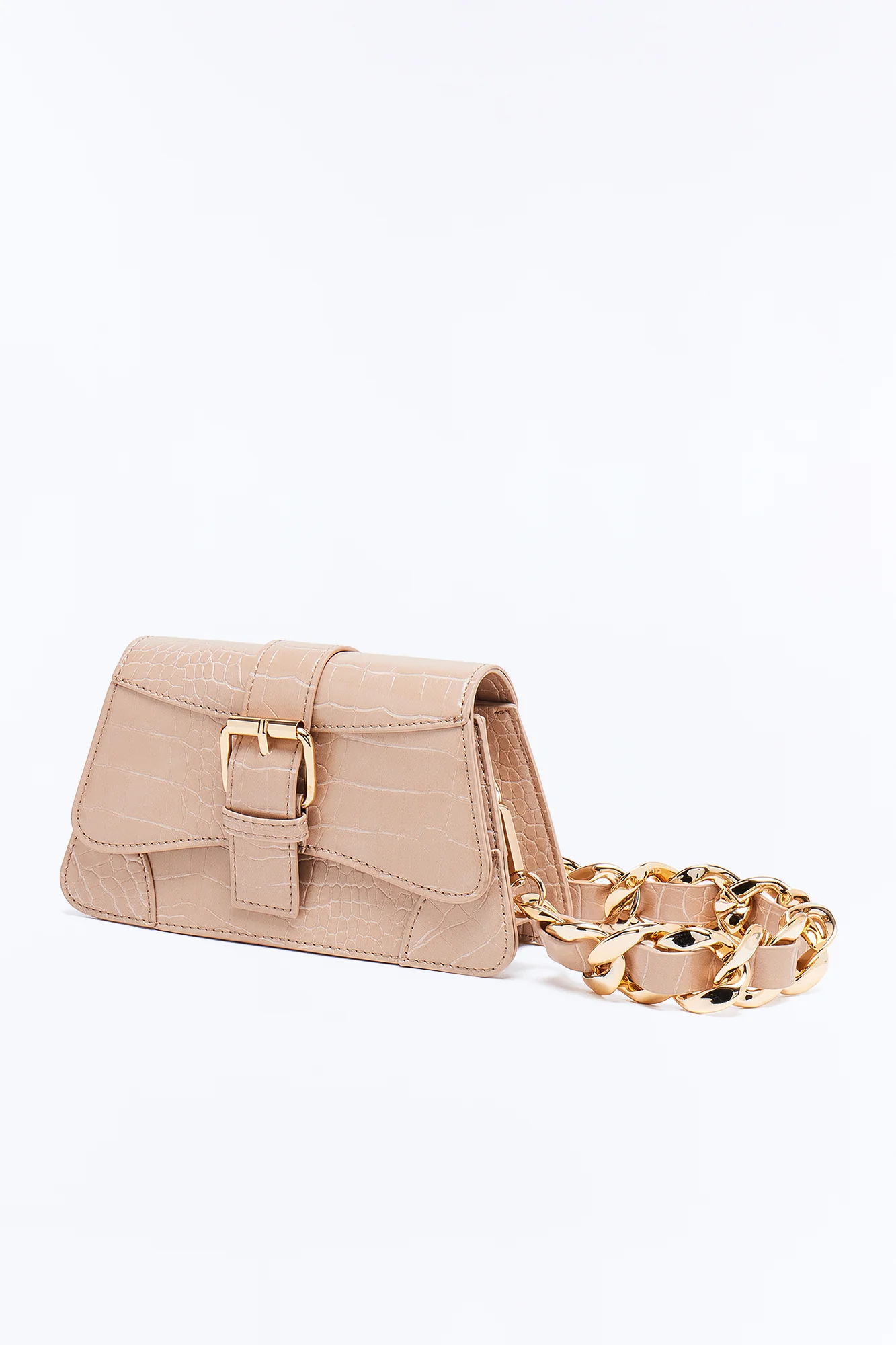 Lights Camera Faux Leather Shoulder Handbag - Nude - Image 3