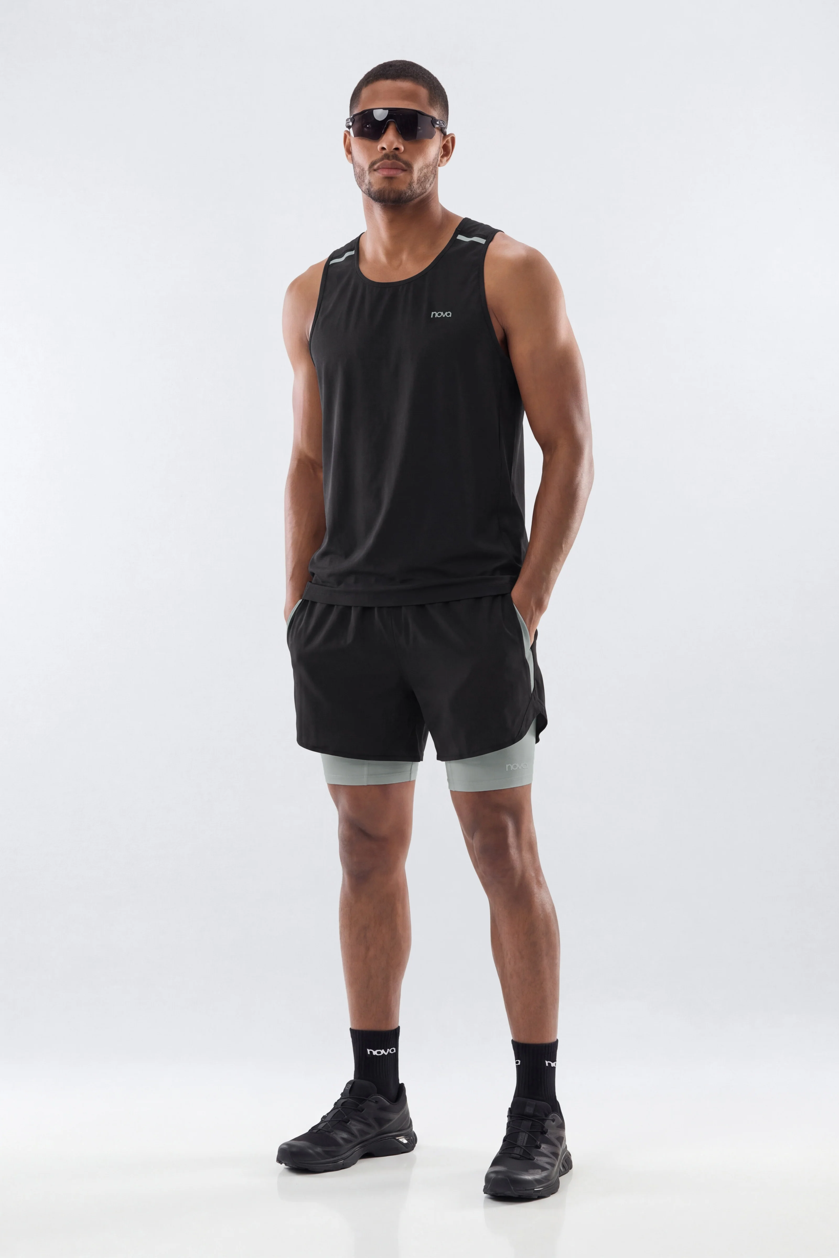 Lightweight Reflective Running Tank - Black