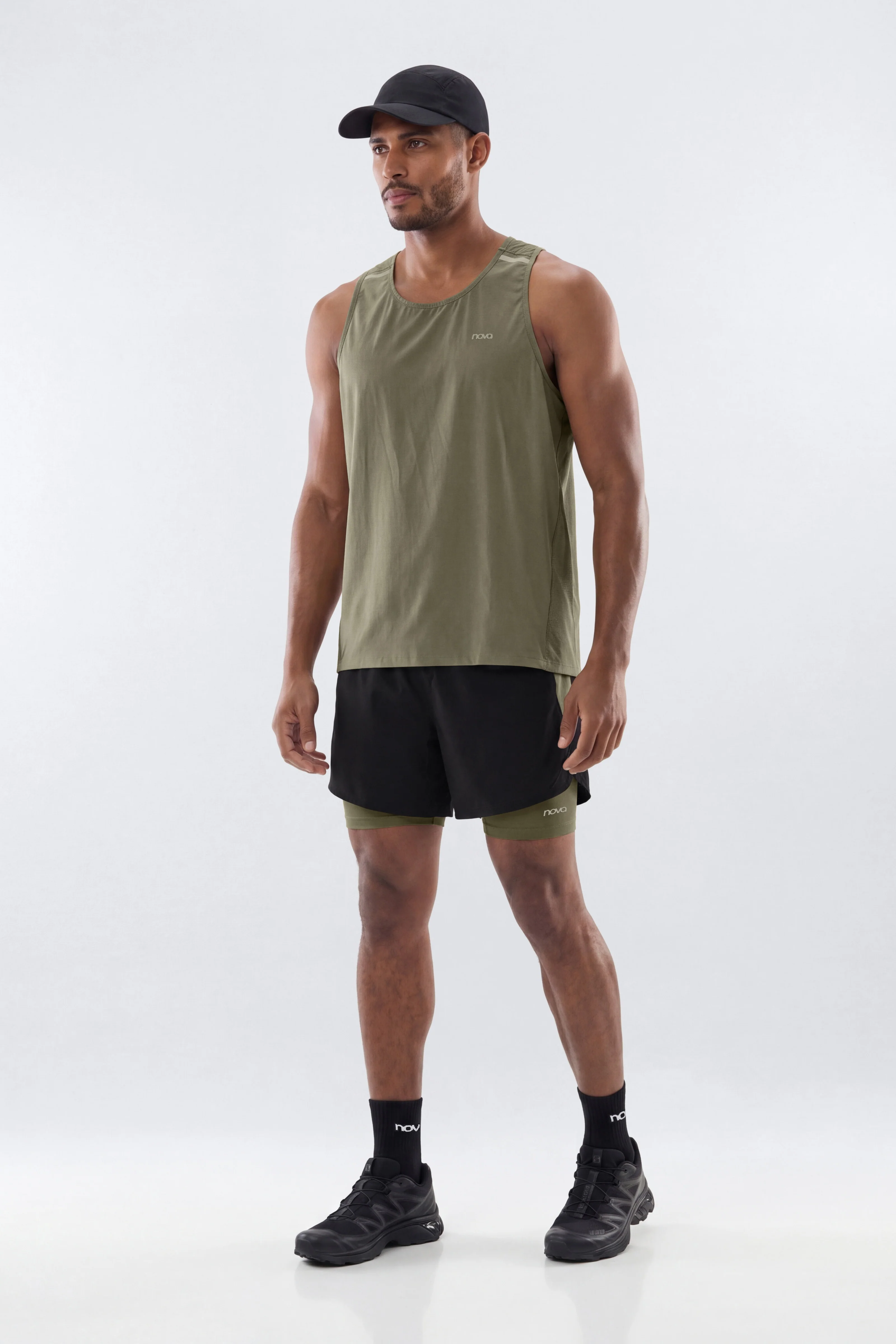 Lightweight Reflective Running Tank - Moss - Image 2