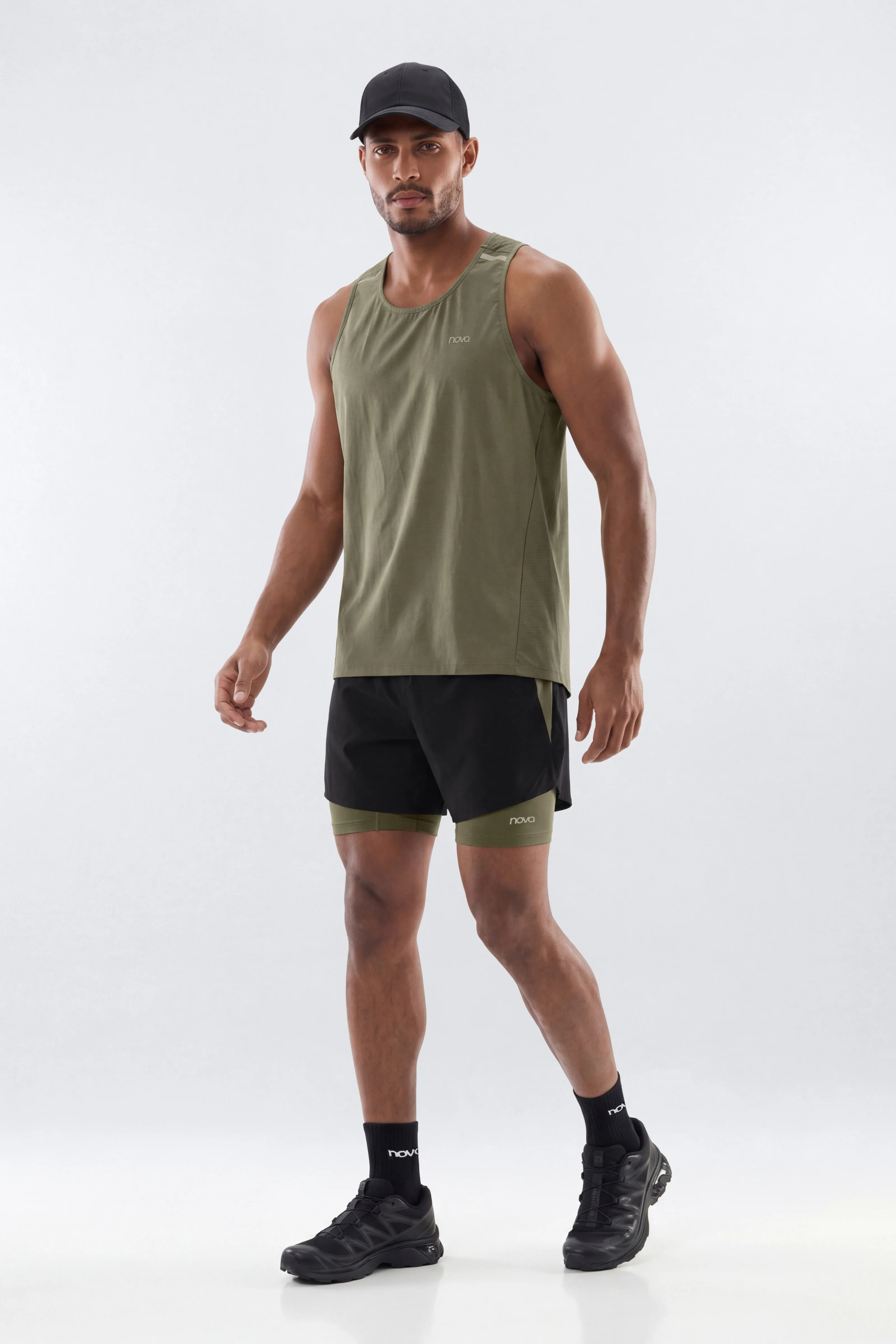 Lightweight Reflective Running Tank - Moss - Image 4