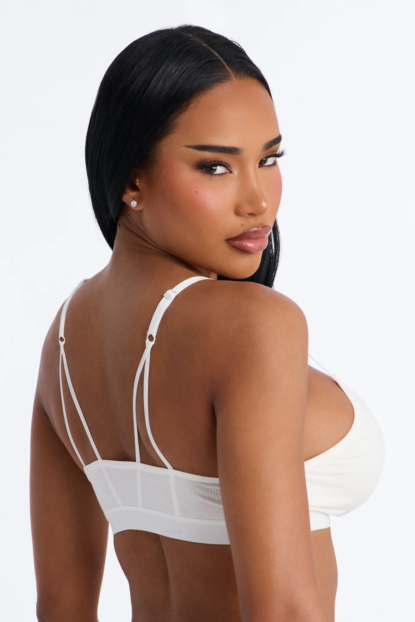 Lightweight Ribbed Lounge Bralette - White - Image 3