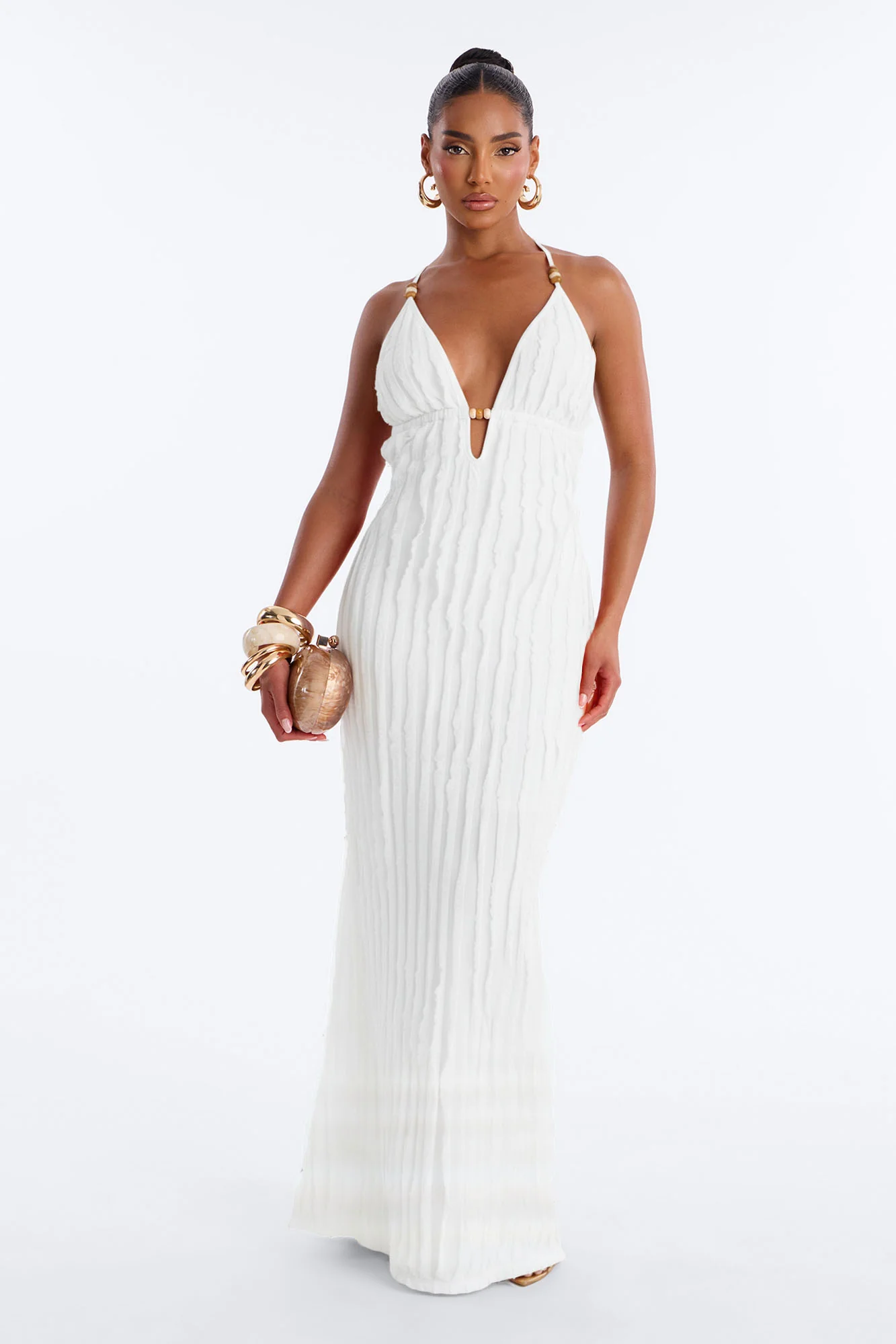 Like No Other Textured Maxi Dress - White
