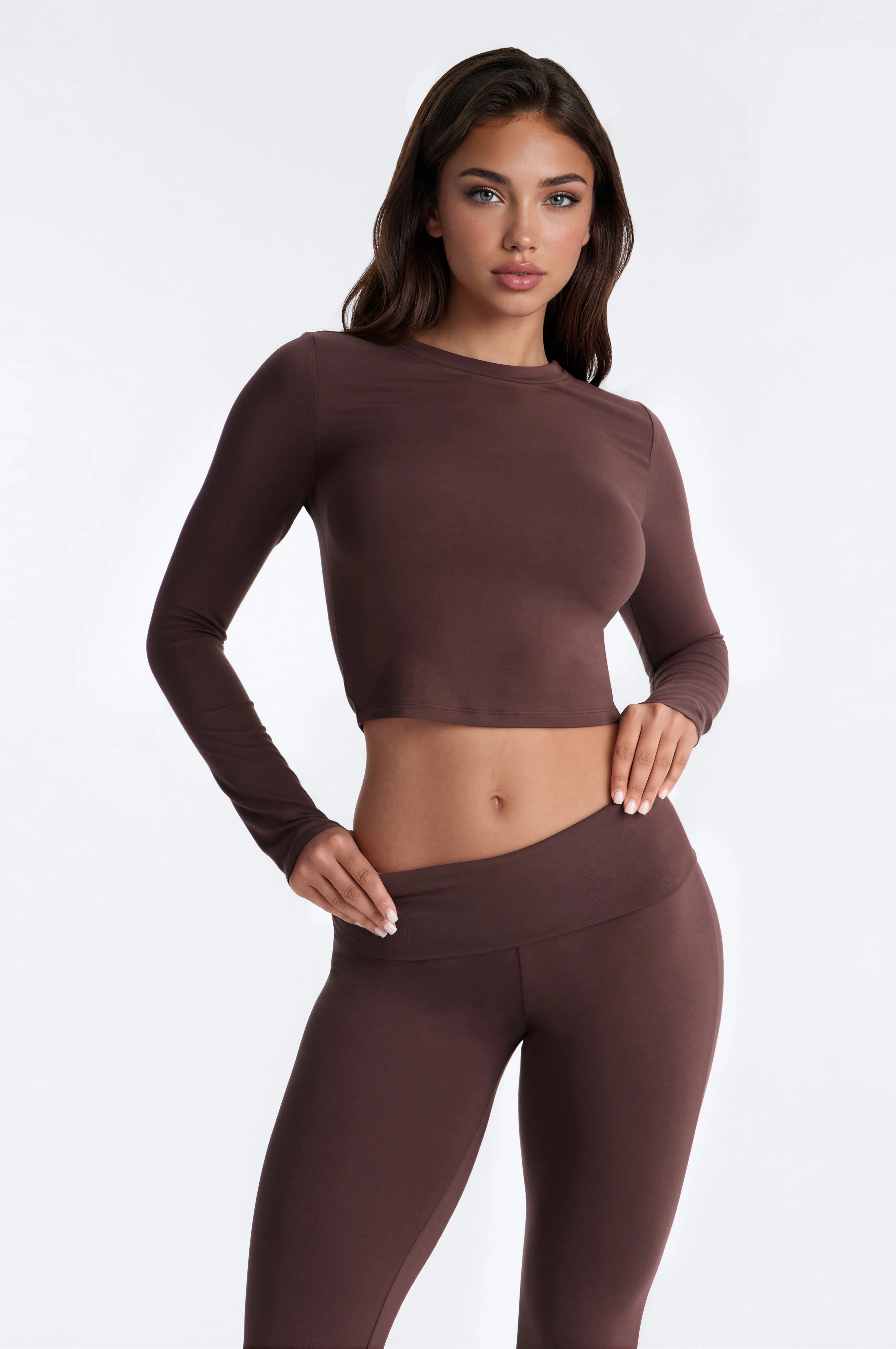 Lily Foldover Pant Set - Chocolate - Image 2