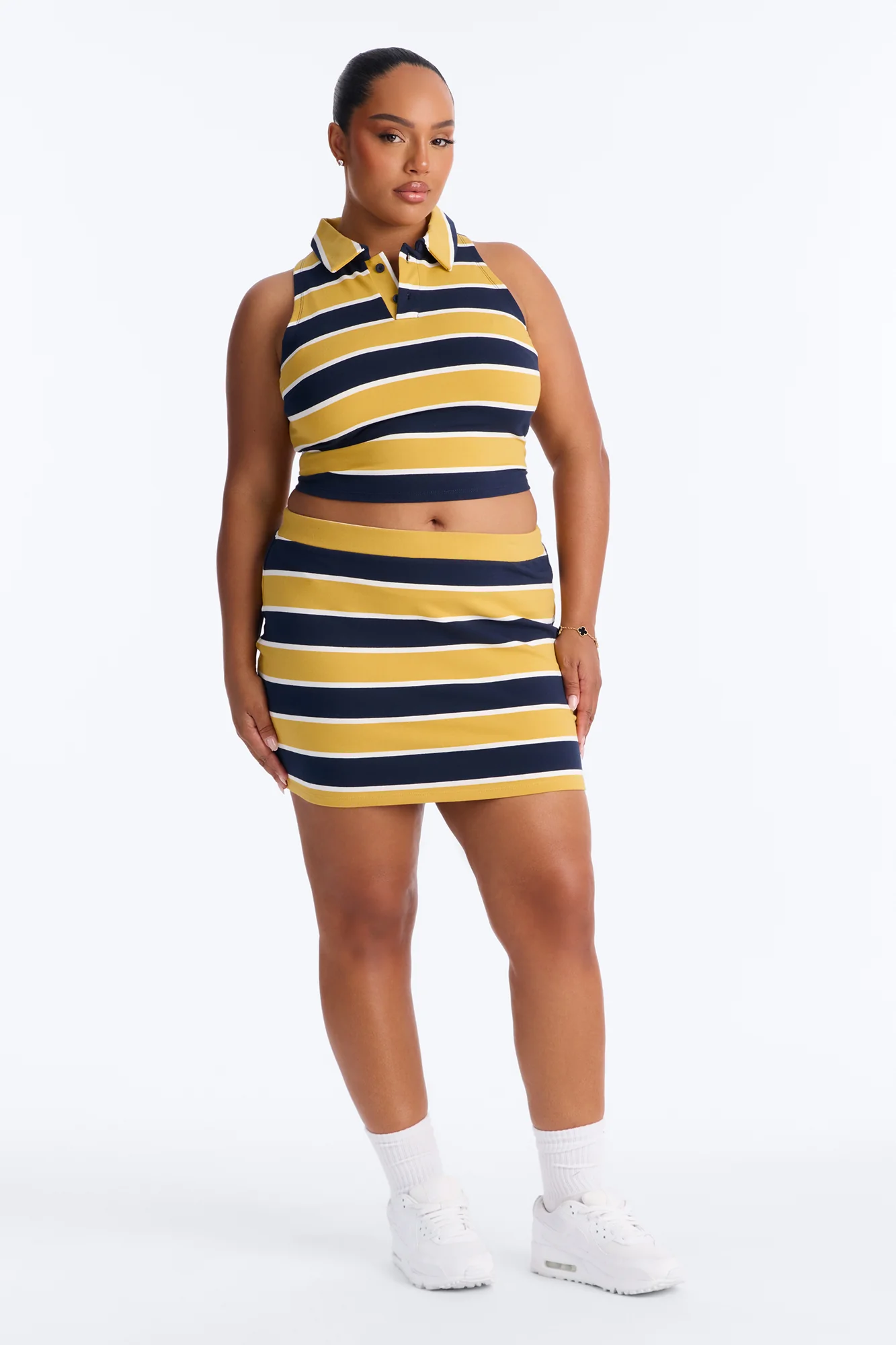 Lindsay Sleeveless Striped Skirt Set - Yellow/combo - Image 6