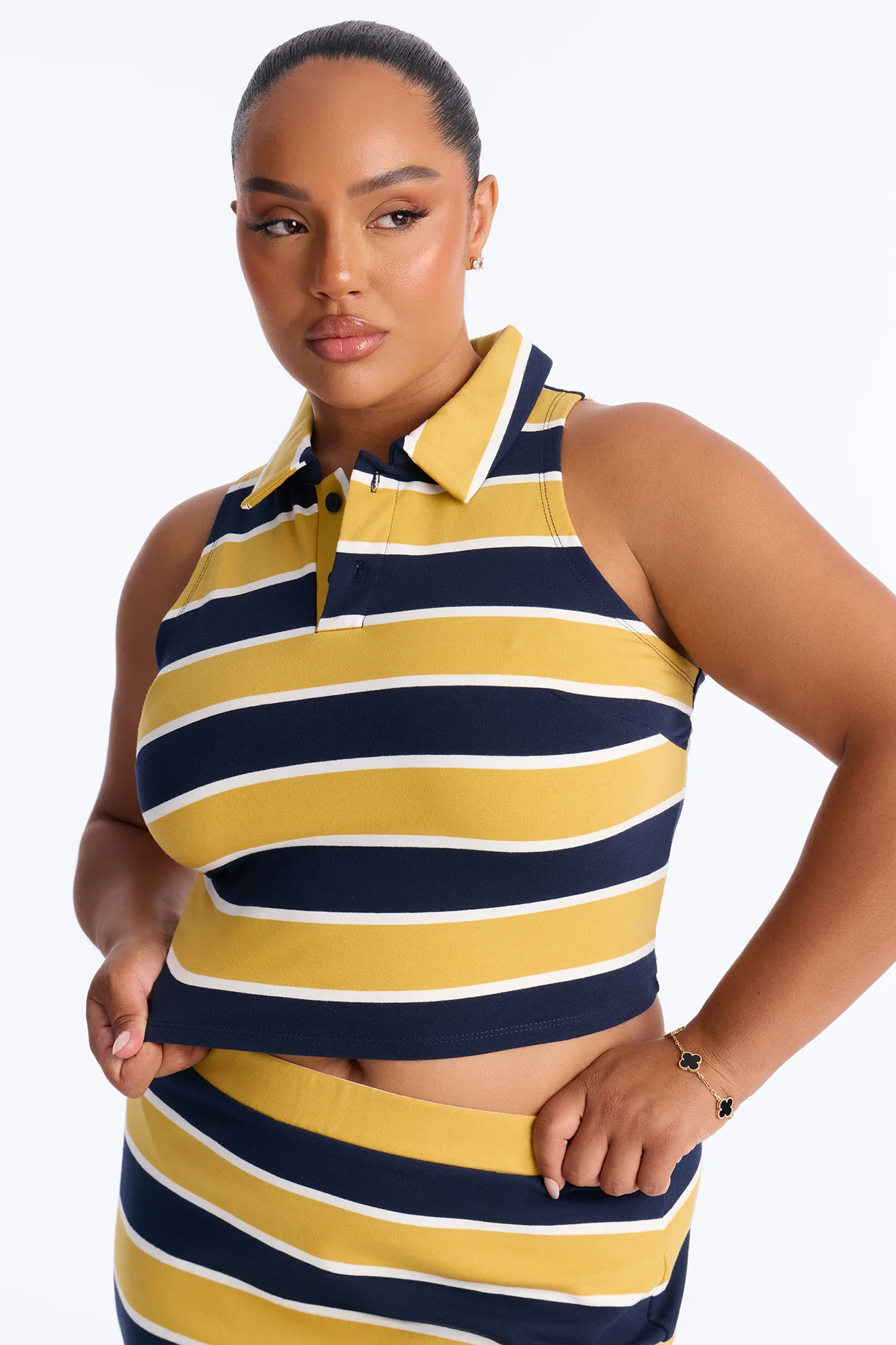 Lindsay Sleeveless Striped Skirt Set - Yellow/combo - Image 7