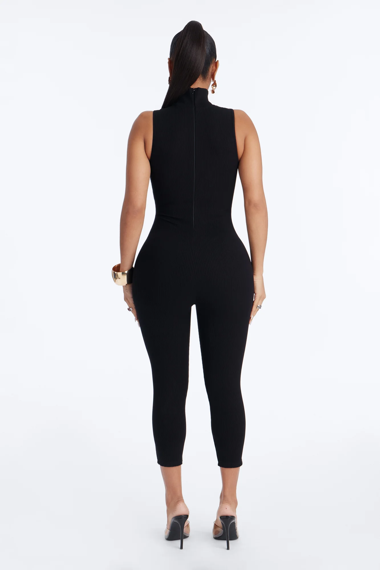 Lindsey Snatched High Neck Jumpsuit - Black - Image 4