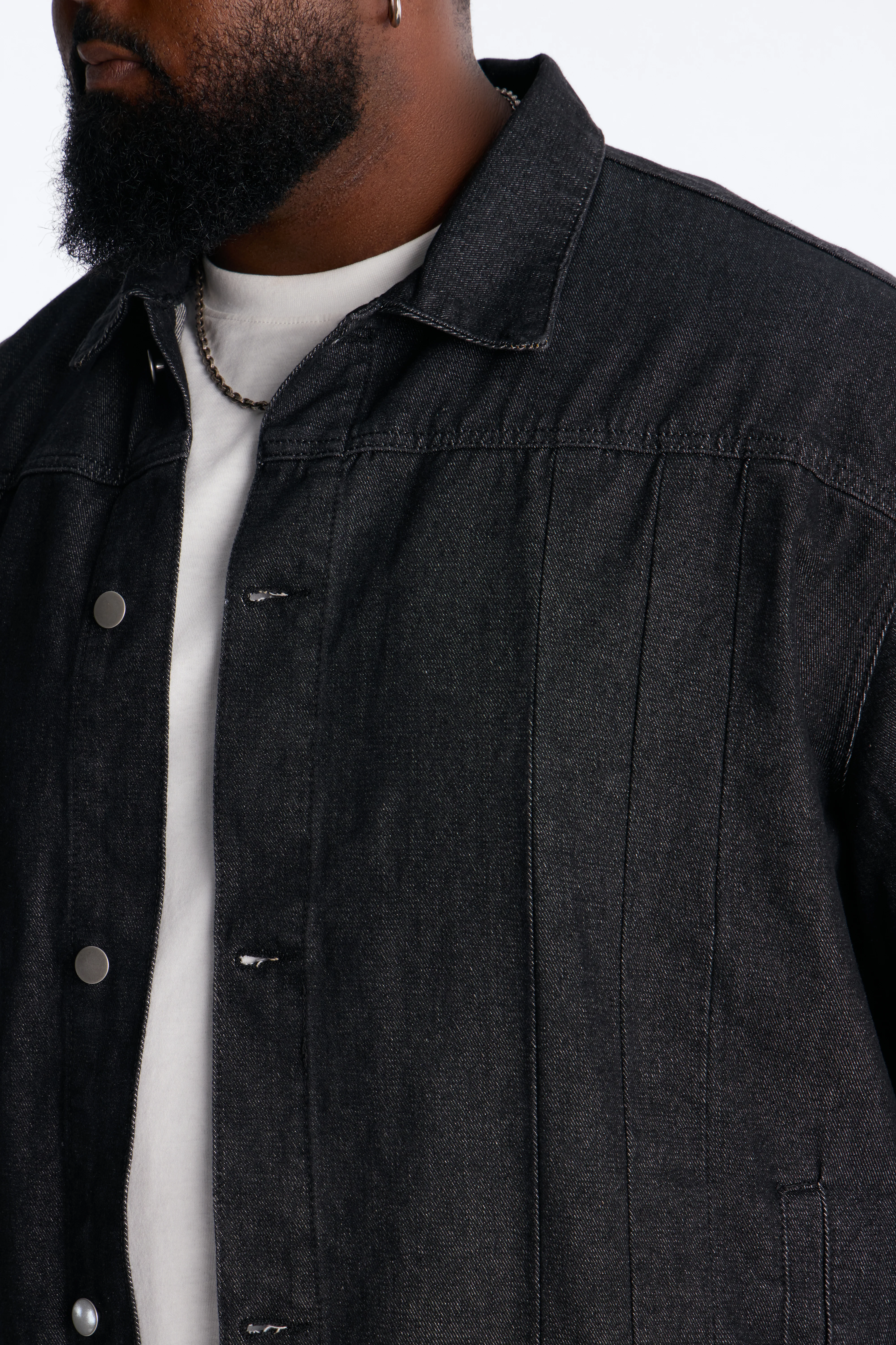 Linear Lock Denim Trucker Jacket - Black - Image 8