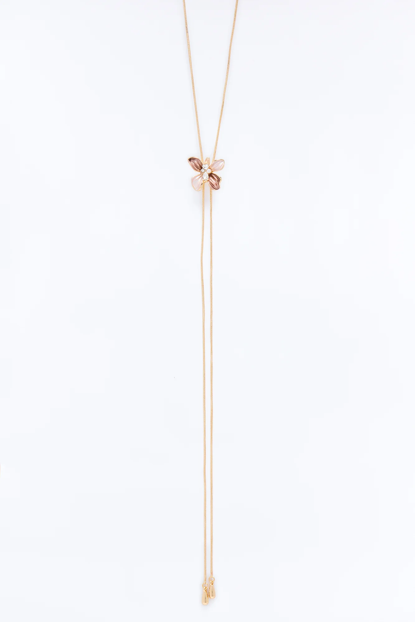 Little Flirty Lariat Necklace - Gold/Pink - Image 3
