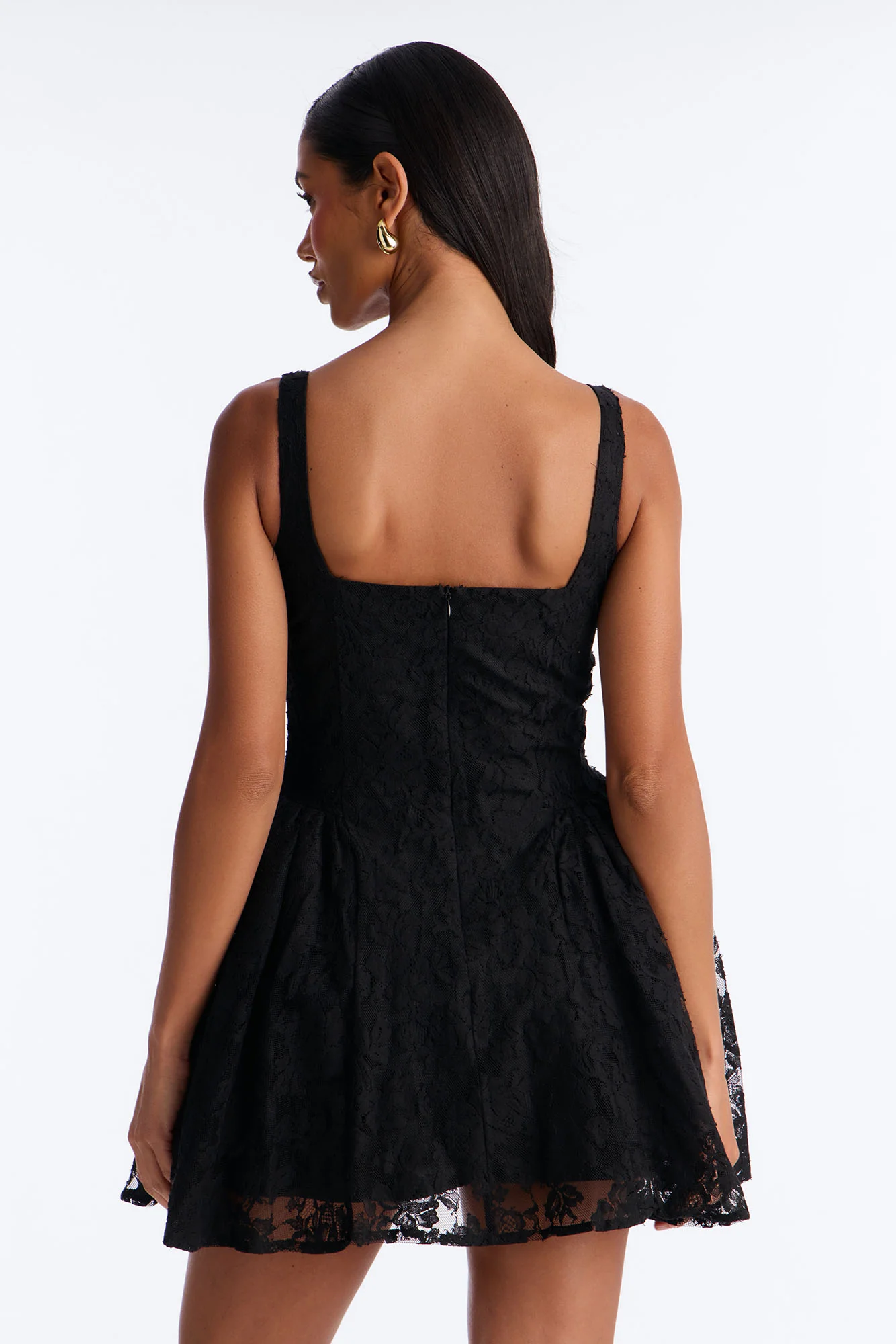 Little Miss Perfect Lace Micro Mini Dress - Black - Image 3