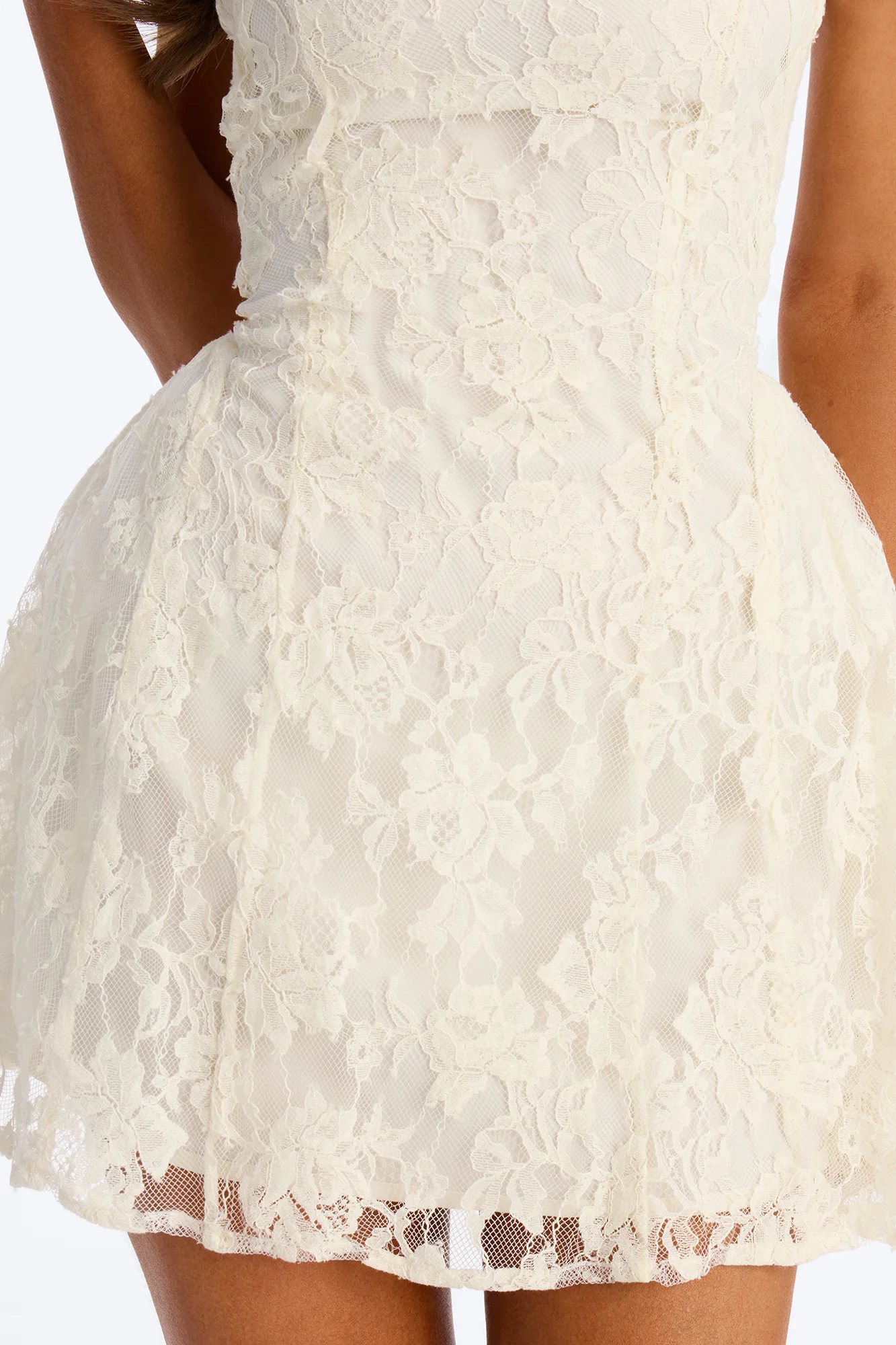 Little Miss Perfect Lace Micro Mini Dress - Ivory - Image 3