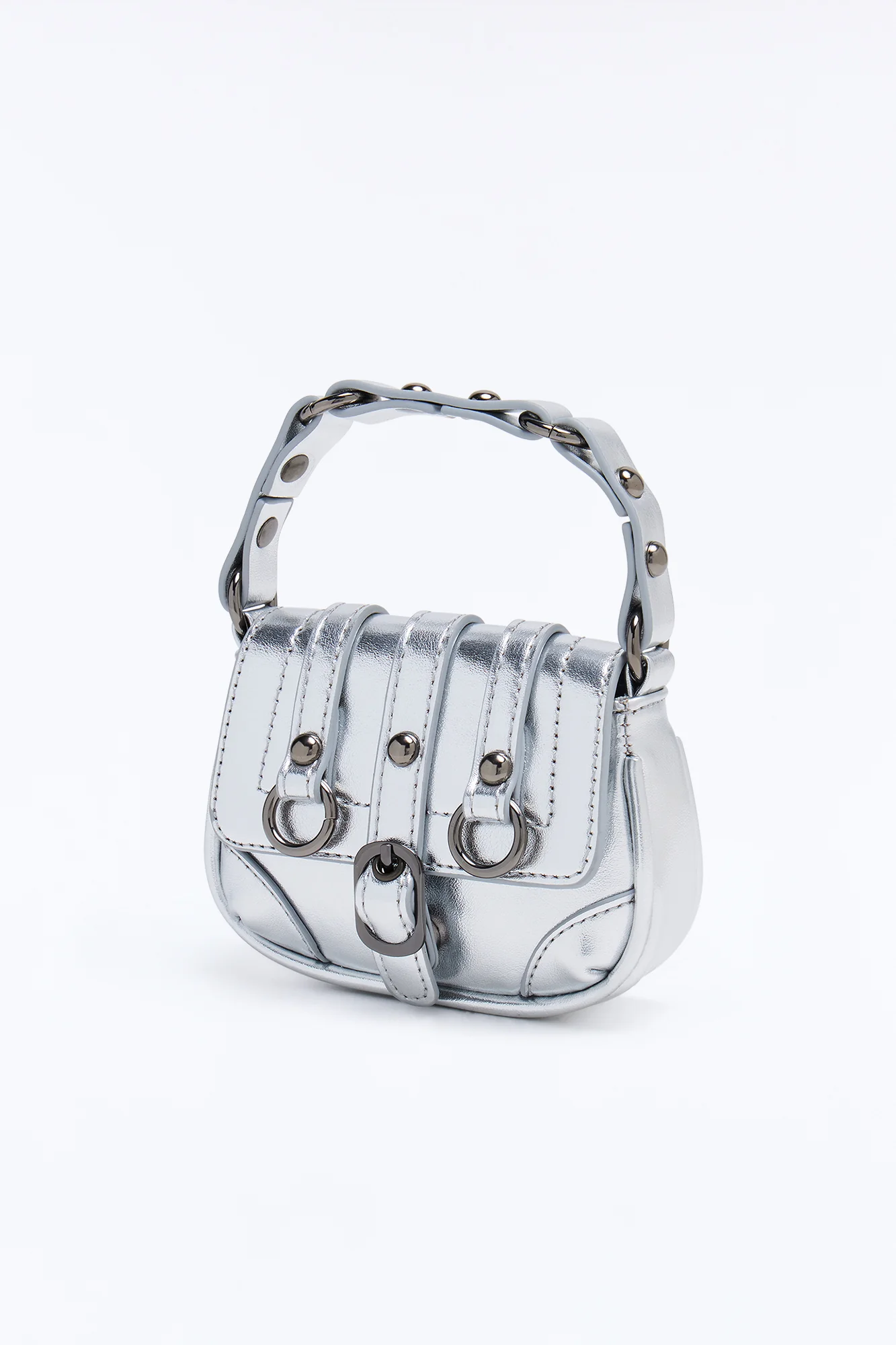 Little Trouble Faux Leather Mini Bag - Silver - Image 4
