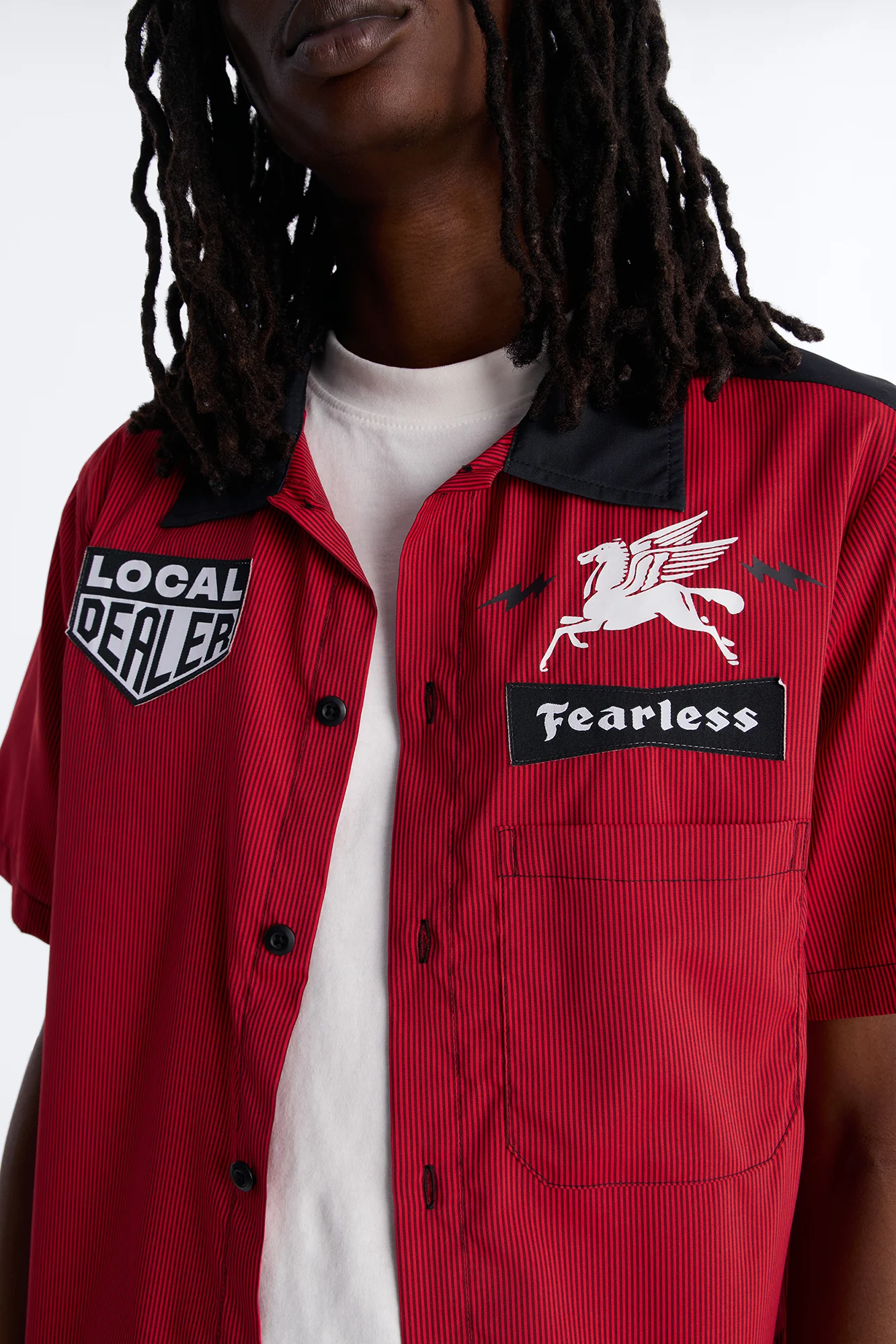 Local Dealer Striped Button Up Shirt - Red - Image 3