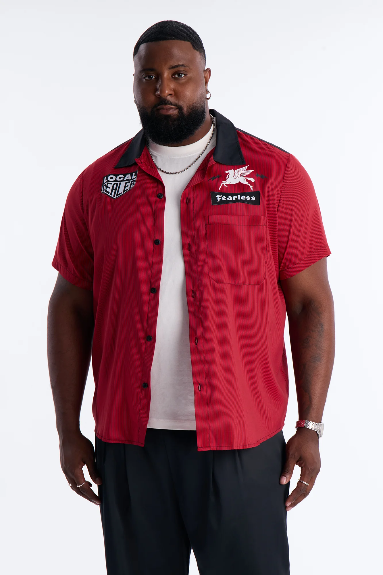Local Dealer Striped Button Up Shirt - Red - Image 5