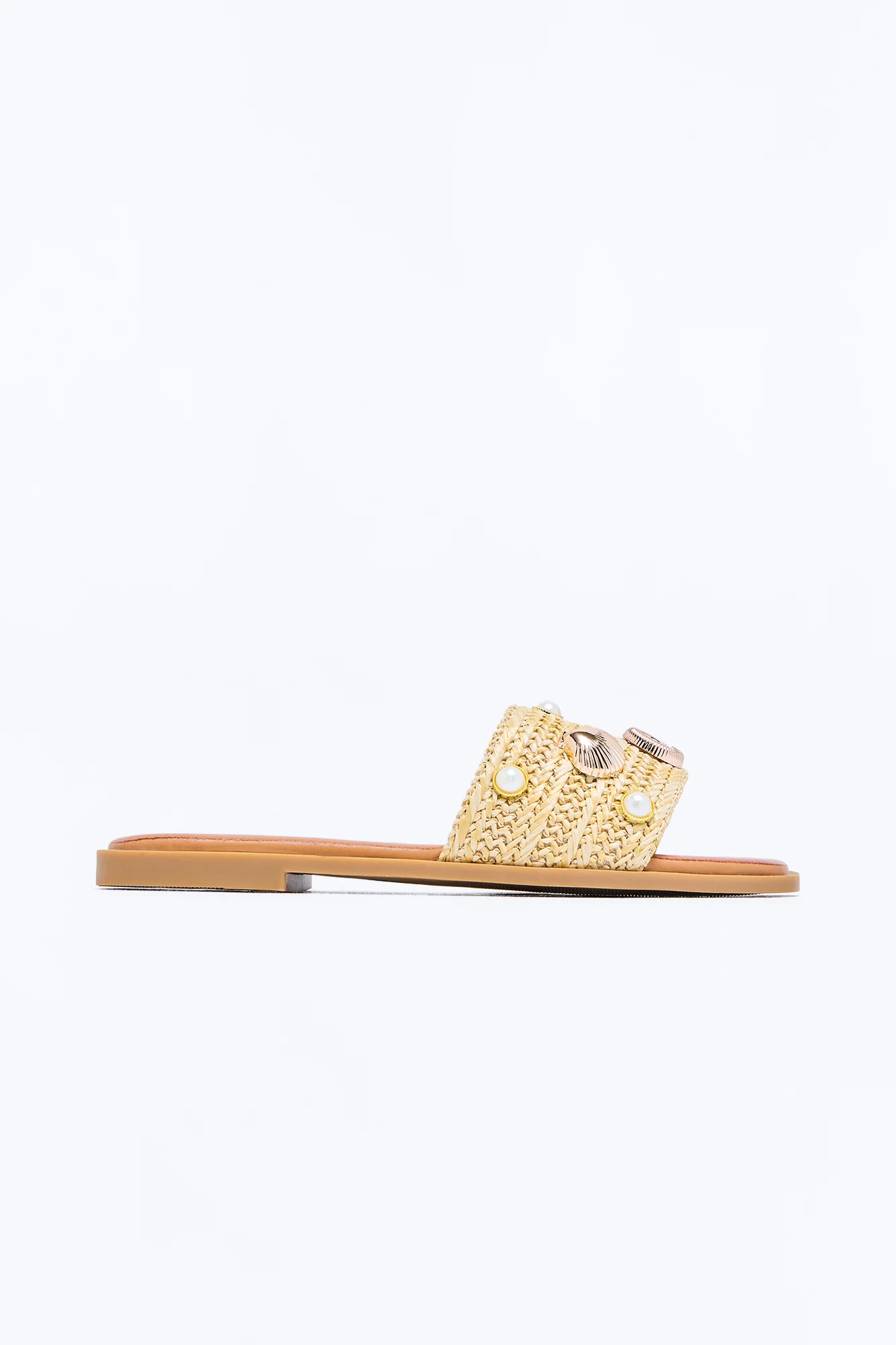 Lock In Shell Raffia Sandals - Natural - Image 3