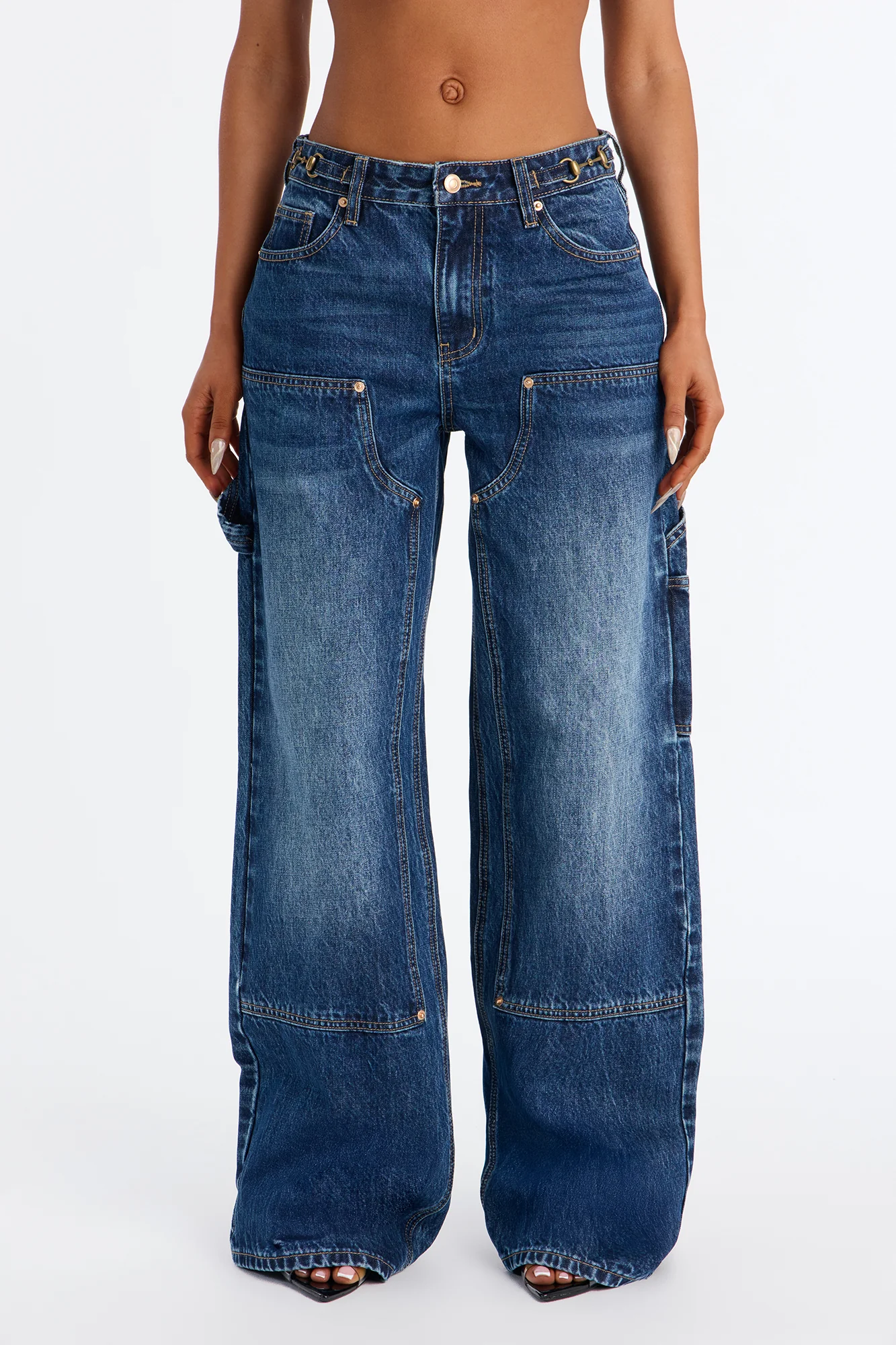 Lockstep Carpenter Wide Leg Jeans - Dark Wash