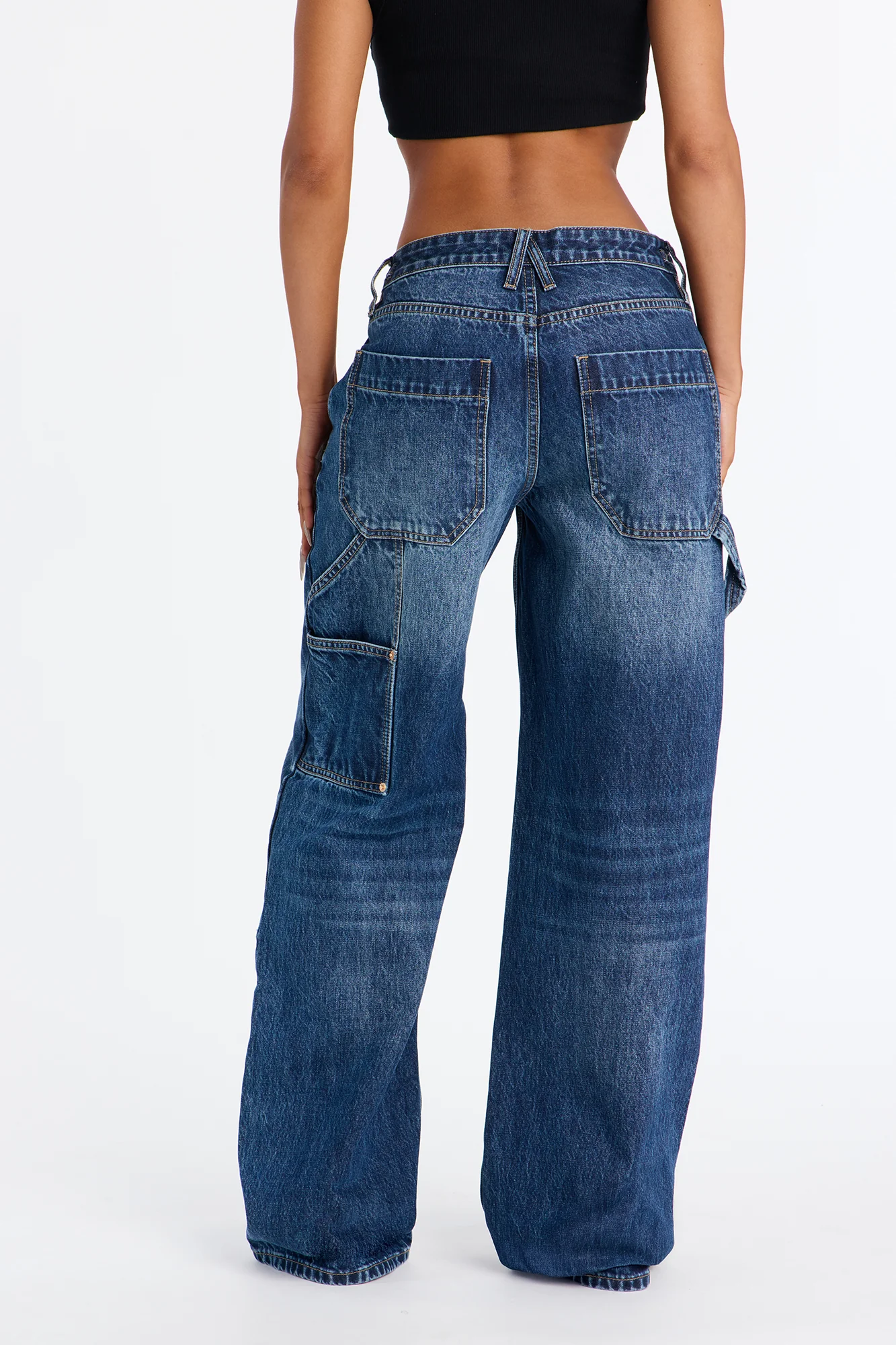 Lockstep Carpenter Wide Leg Jeans - Dark Wash - Image 3