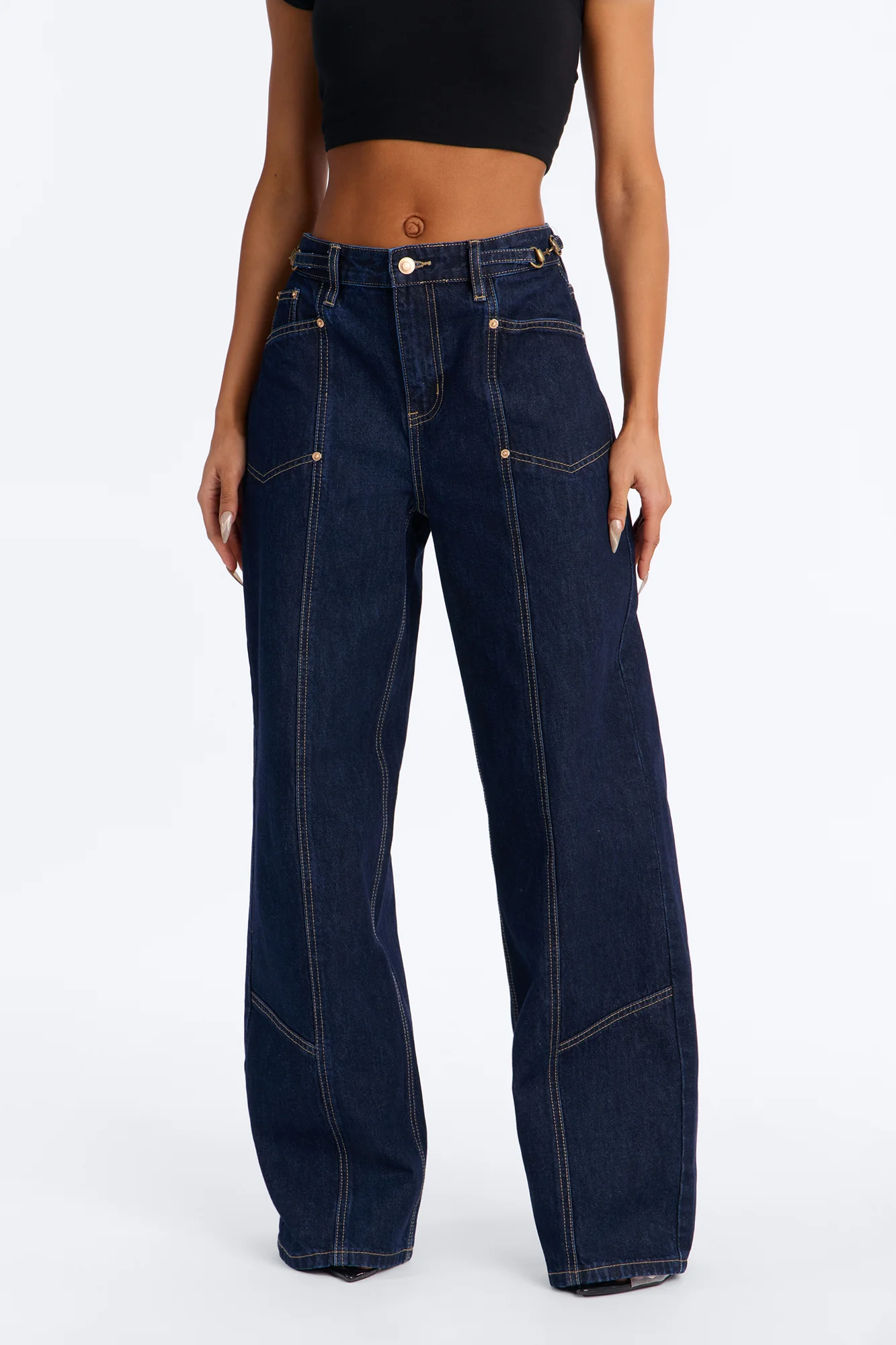 Lockstep Hardware Wide Leg Jeans - Rinse Blue Wash - Image 2