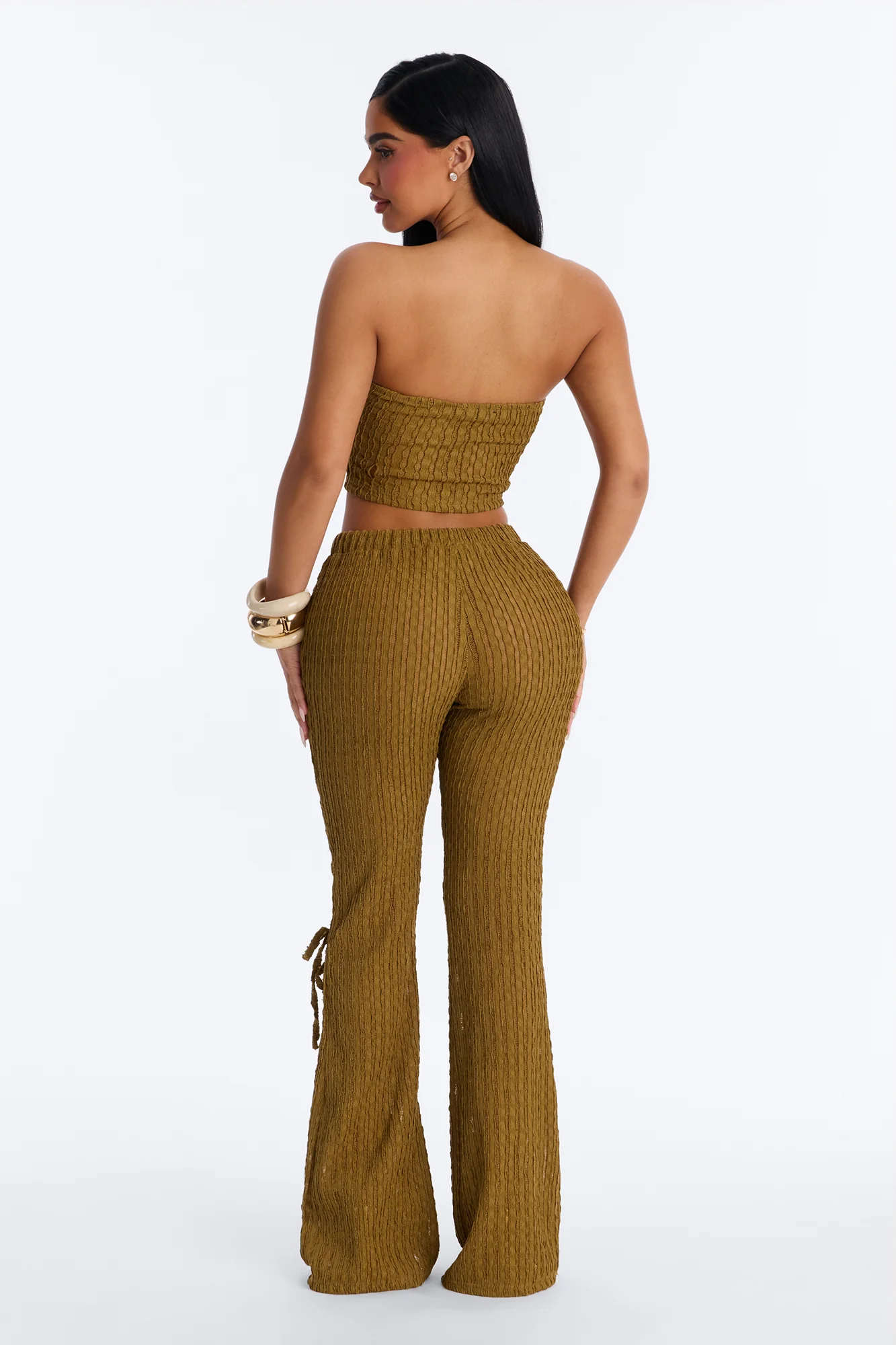 Logan Lace Up Pant Set - Moss - Image 4