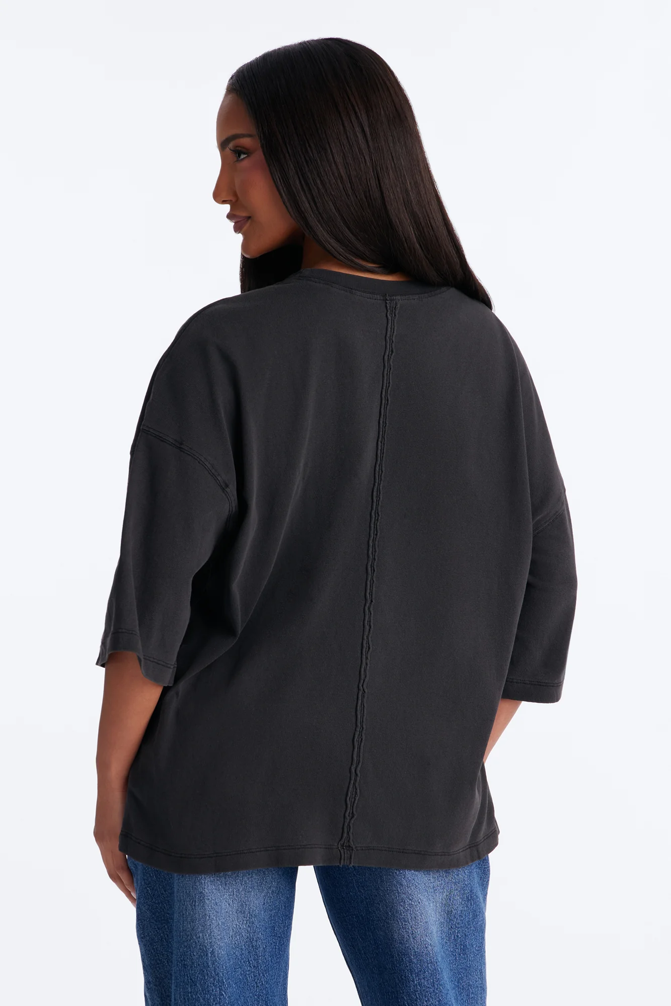 London Washed Oversized Short Sleeve T-Shirt - Black - Image 3