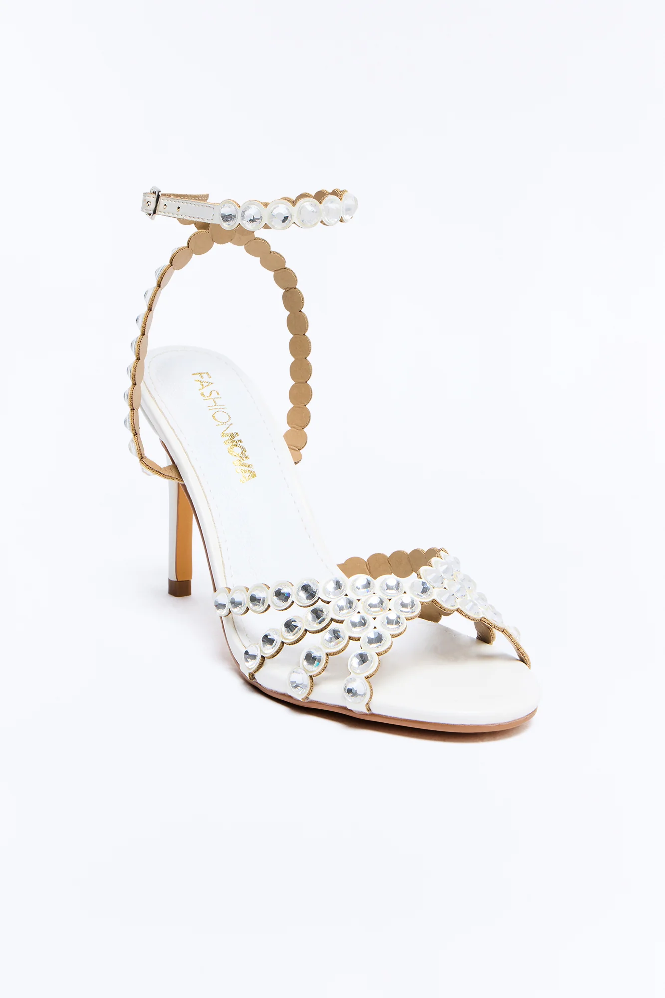 Look Back Rhinestone Heeled Sandals - White - Image 4