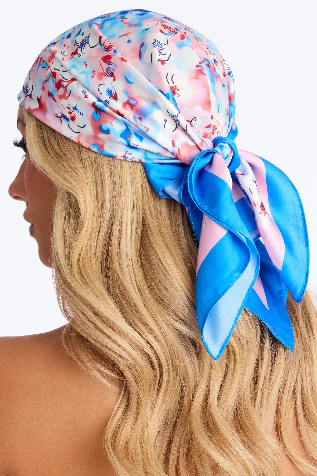 Lost Flowers Head Scarf - Blue/combo