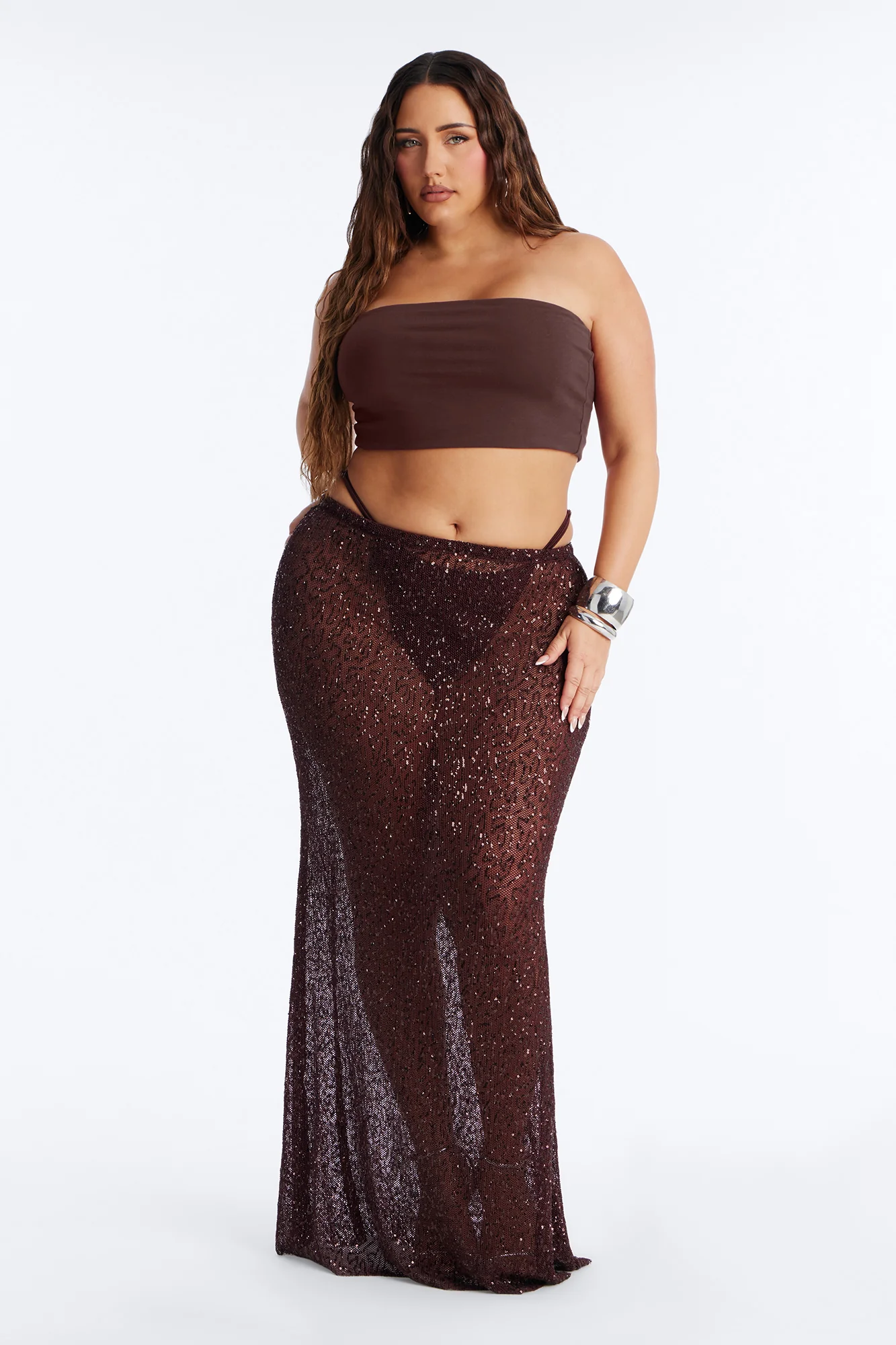 Lost In Paradise Sequin Maxi Skirt - Chocolate - Image 5