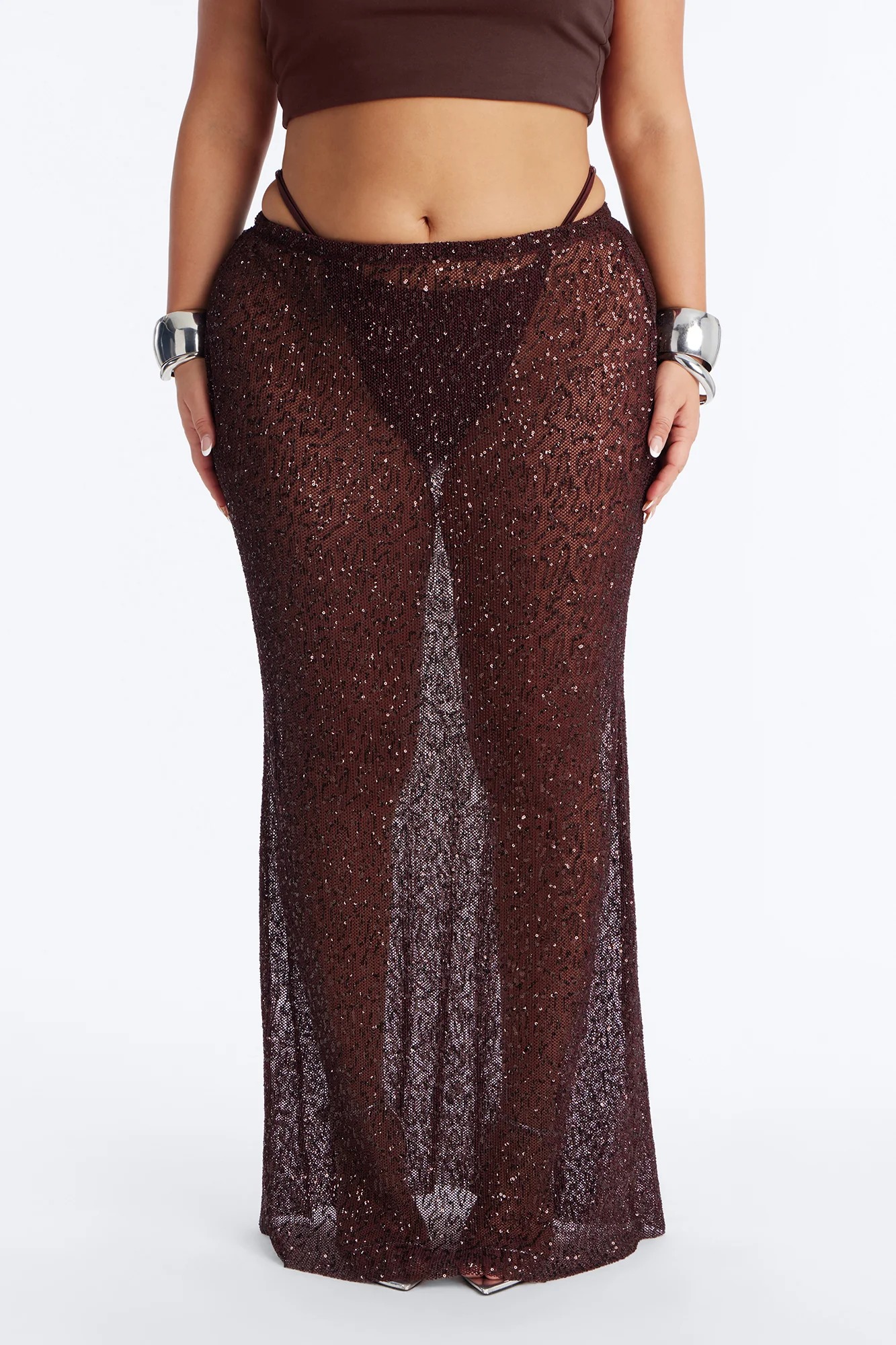Lost In Paradise Sequin Maxi Skirt - Chocolate - Image 6