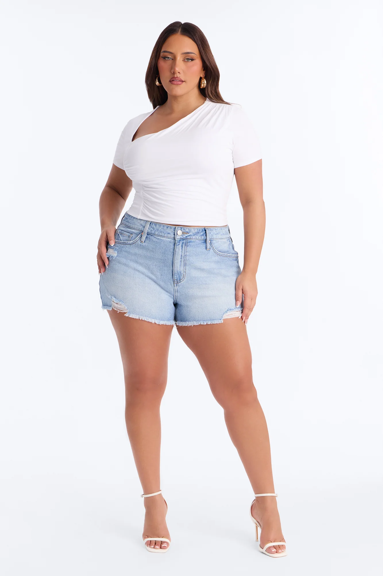 Lost Your Chance Short Sleeve Ruched Top - White - Image 6