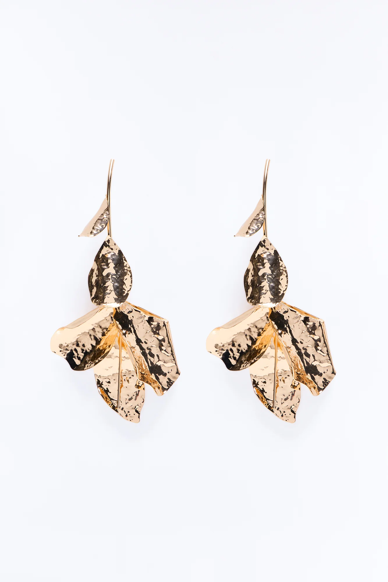 Lotus Floral Drop Earrings - Gold - Image 3