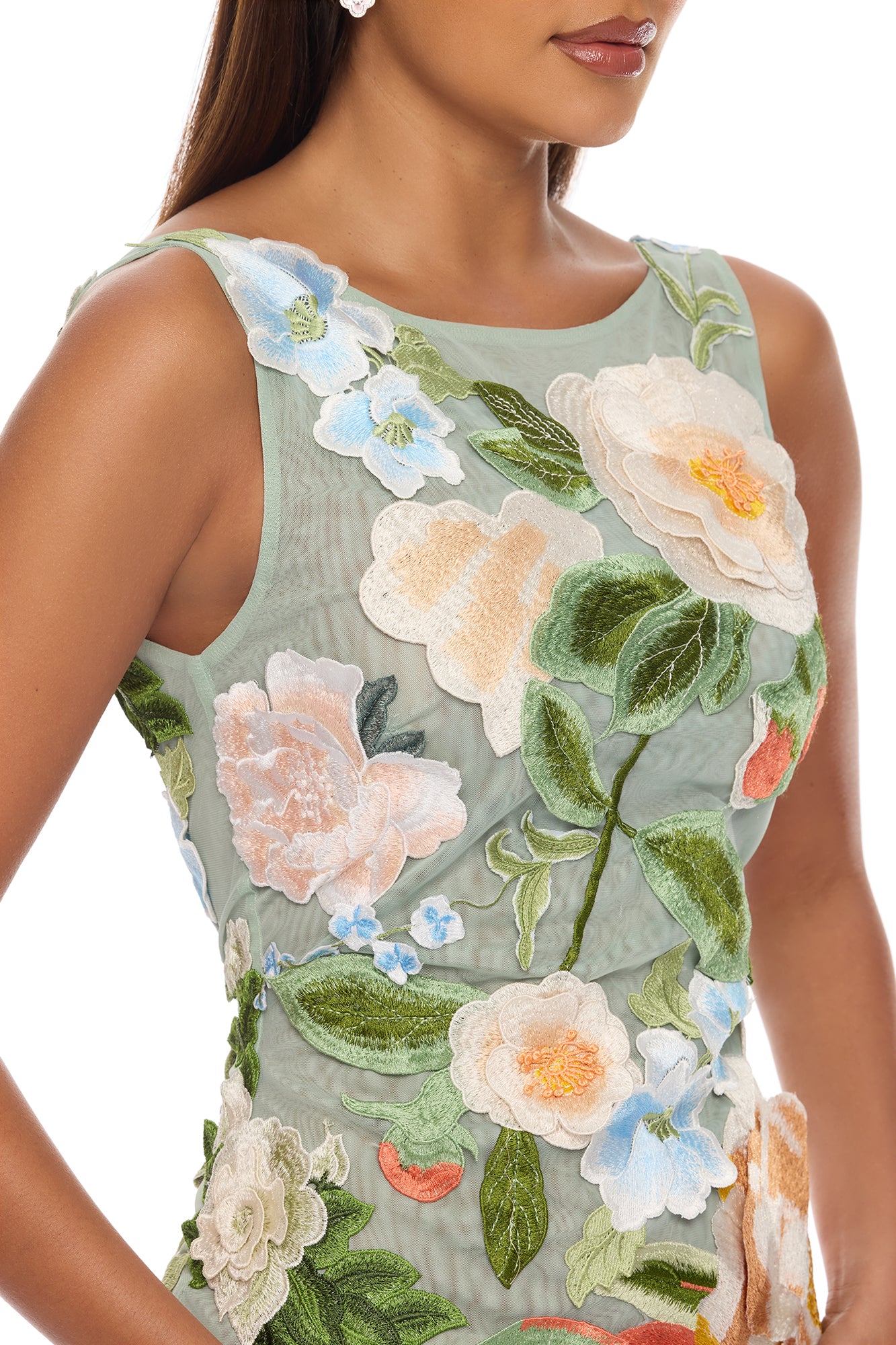 Love Like This Floral Embroidered Maxi Dress - Sage/combo - Image 3