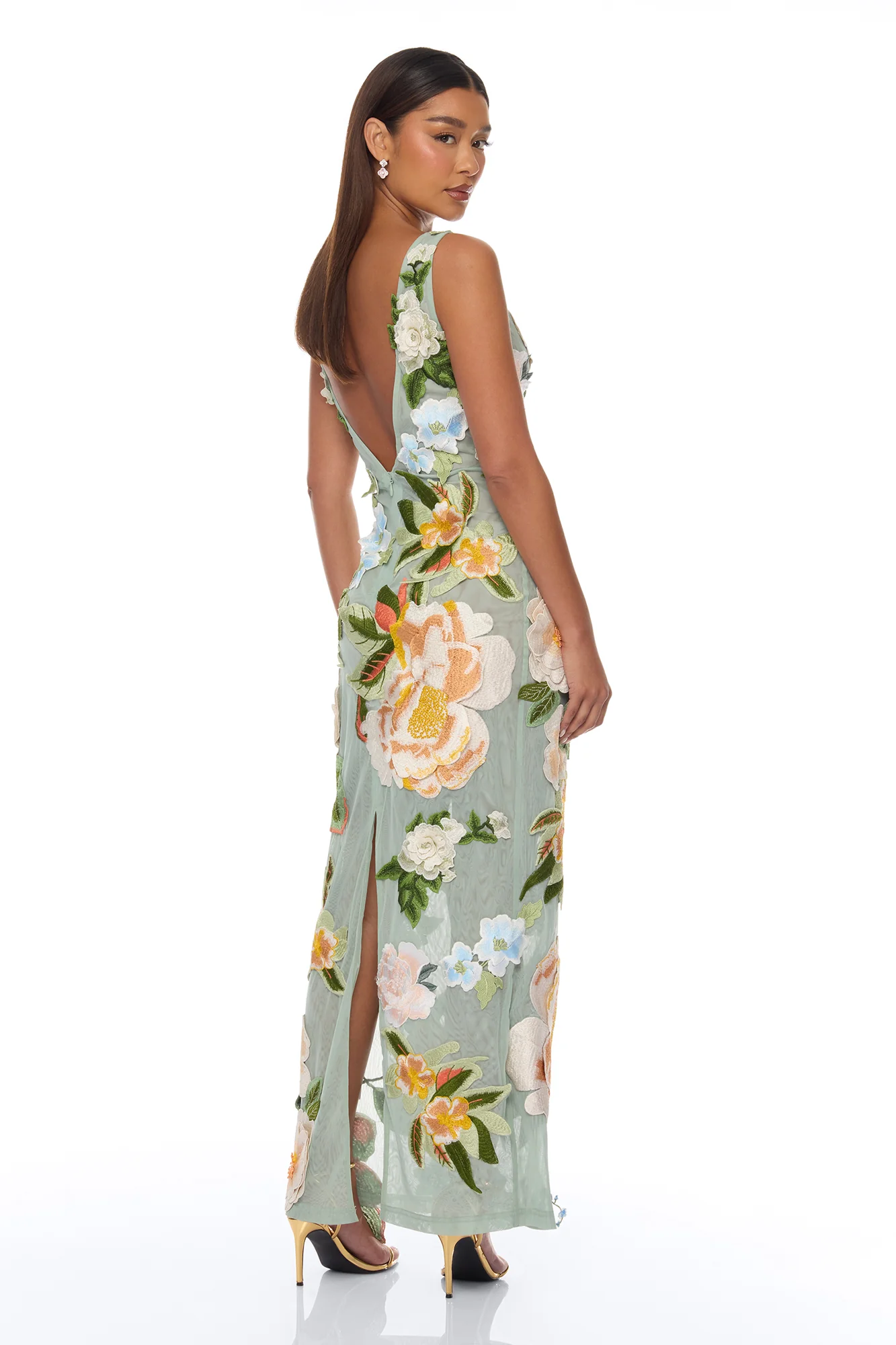 Love Like This Floral Embroidered Maxi Dress - Sage/combo - Image 4