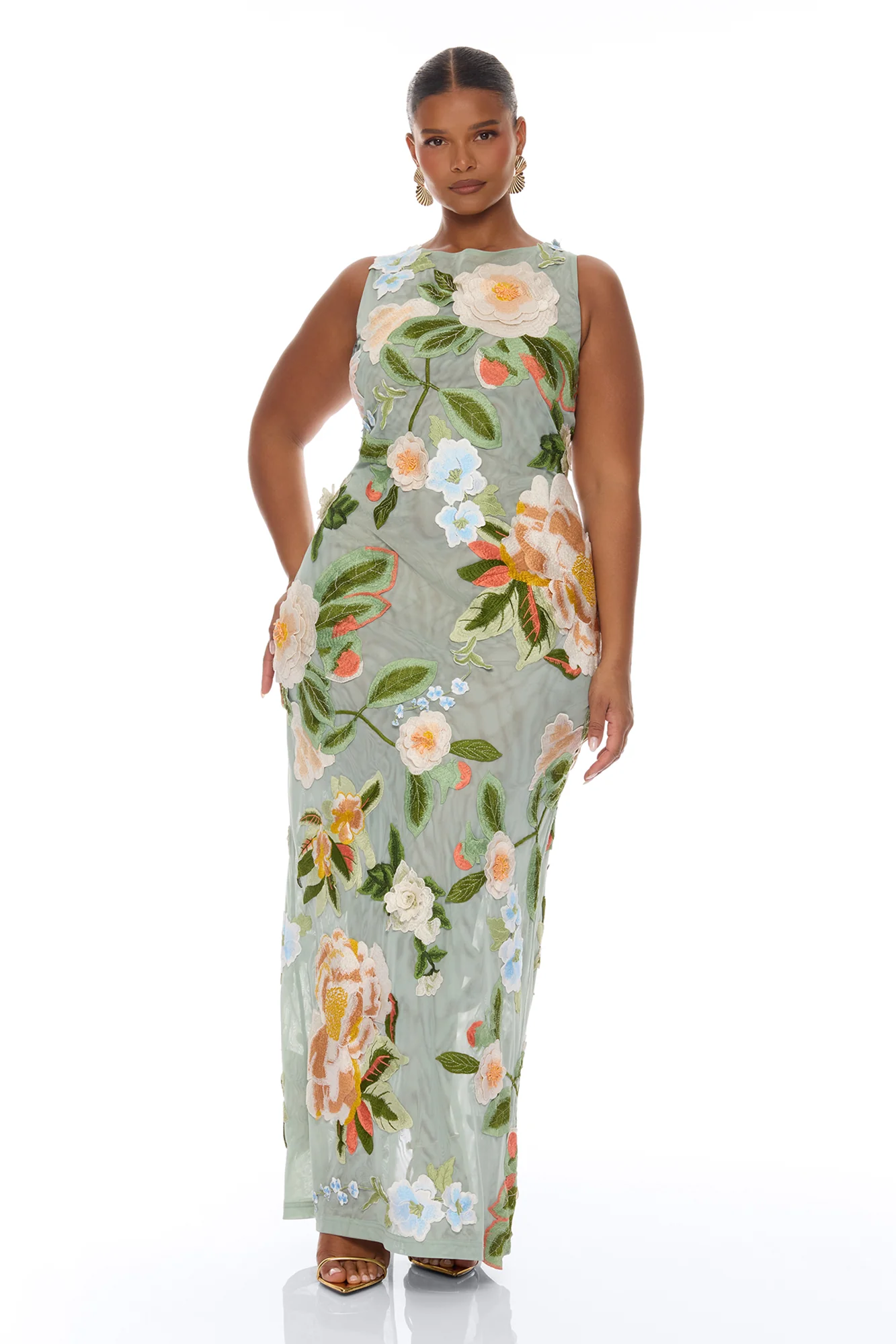Love Like This Floral Embroidered Maxi Dress - Sage/combo - Image 5
