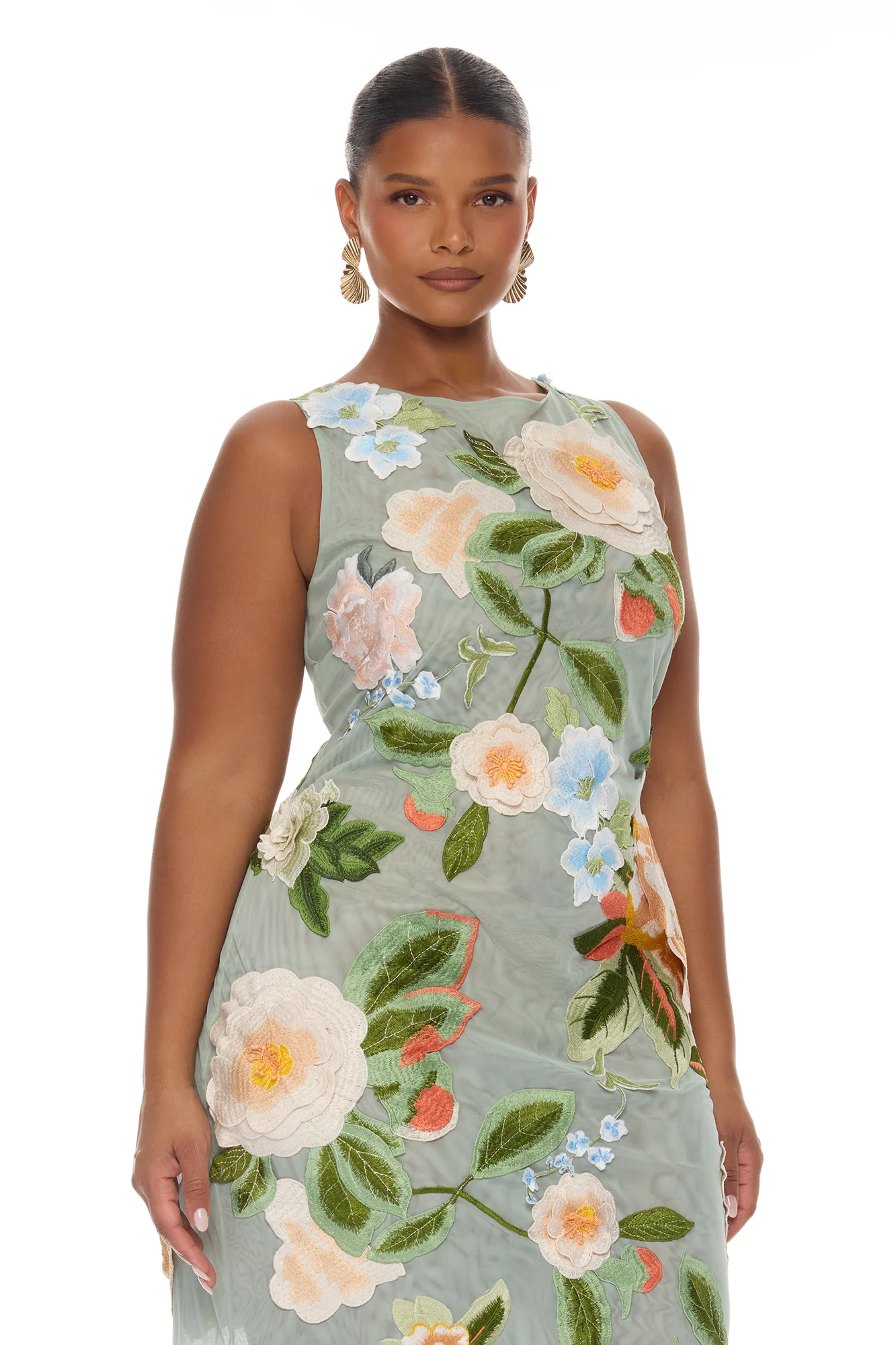Love Like This Floral Embroidered Maxi Dress - Sage/combo - Image 6