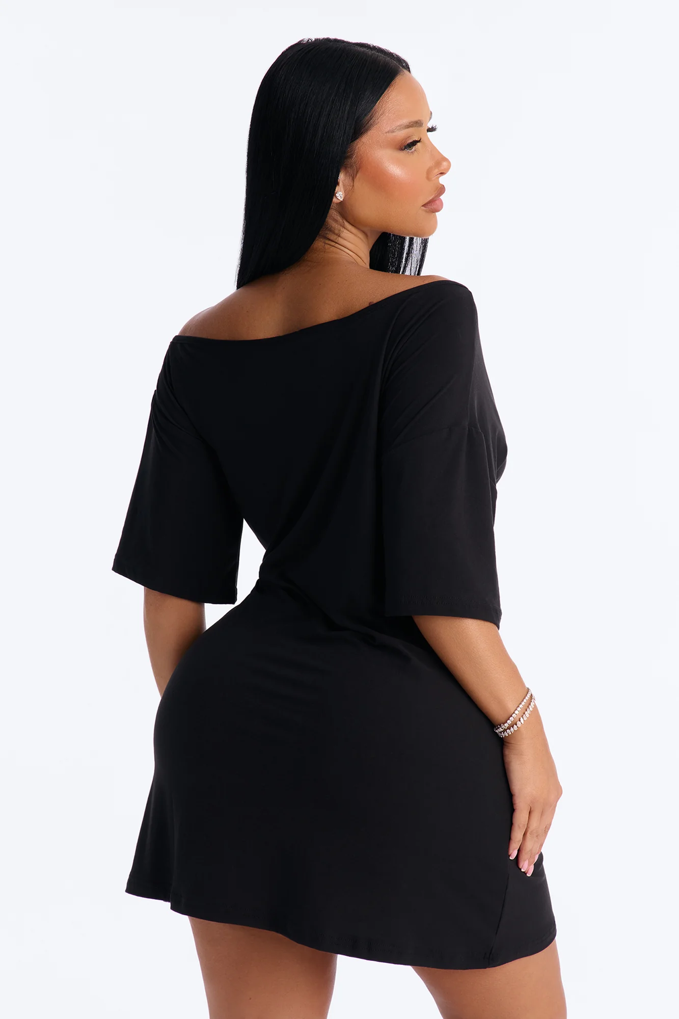 Love My Sleep Off Shoulder Sleep Shirt - Black - Image 4