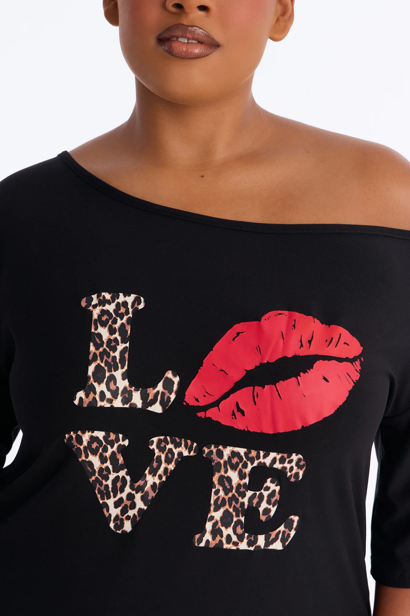 Love My Sleep Off Shoulder Sleep Shirt - Black - Image 7
