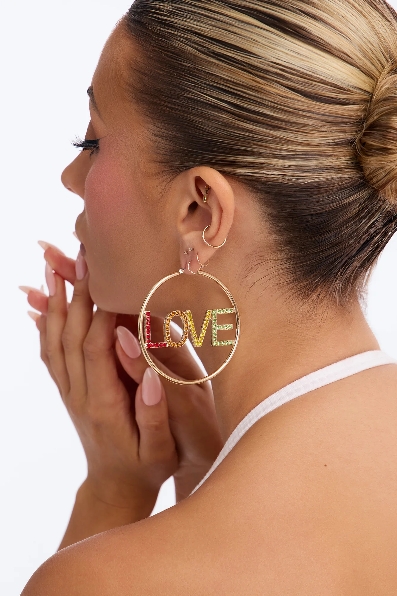 Love Out Loud Hoop Earrings - Multi Color