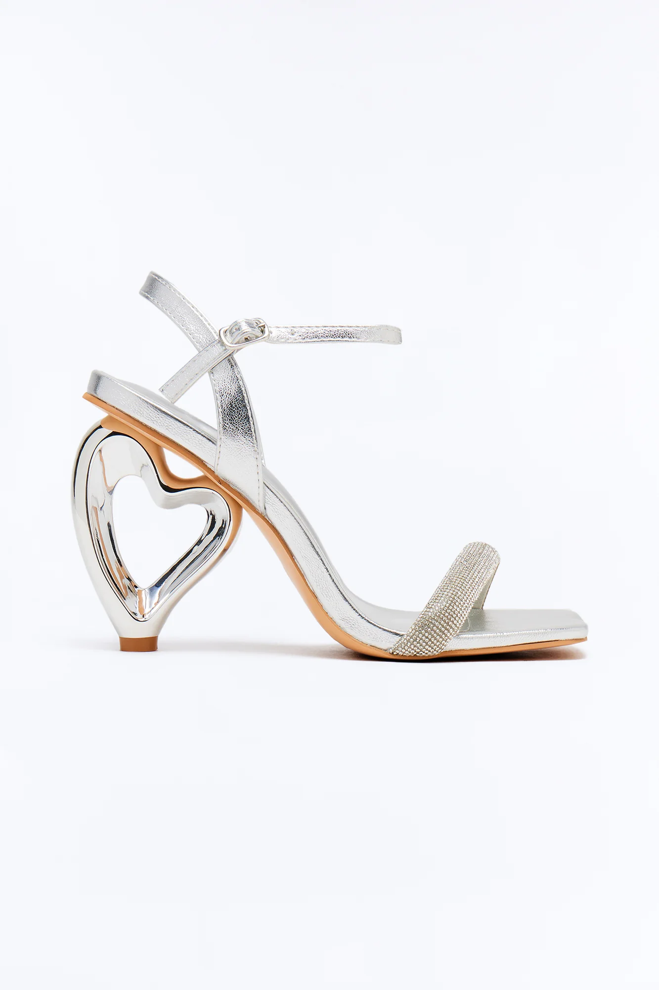 Lover Novelty Heart Heels - Silver - Image 3