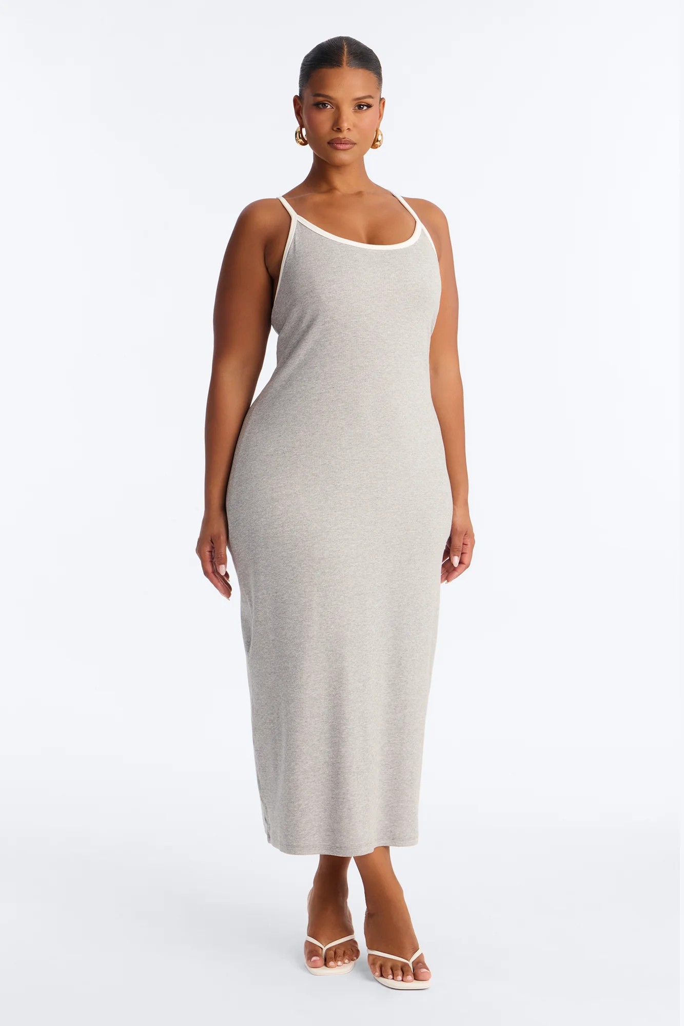 Lowkey Built In Bra Cami Midi Dress - Grey - Image 4