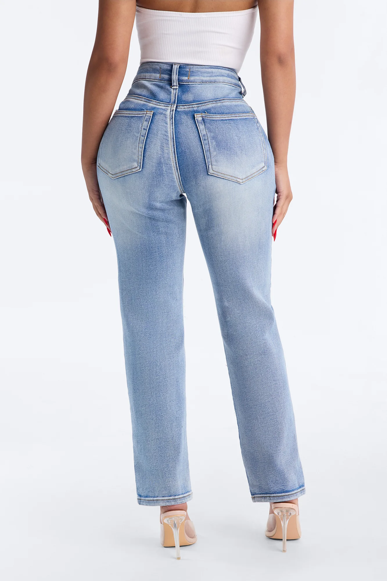 Loz Feliz Slim Fit Ankle Straight Leg Jeans - Light Wash - Image 3