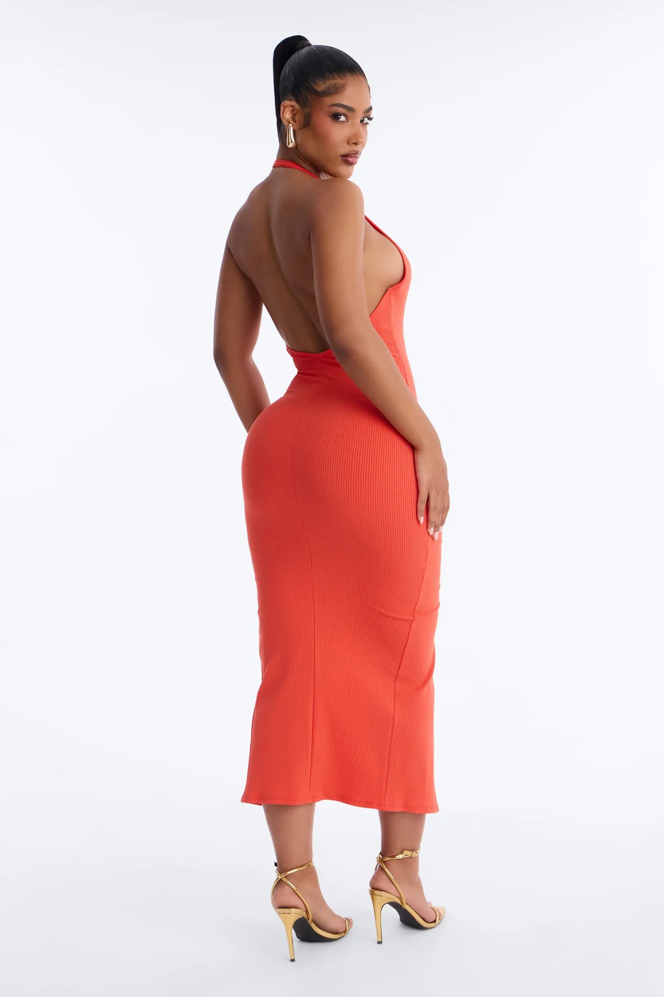 Lucia Zip Snatched Maxi Dress - Orange - Image 4