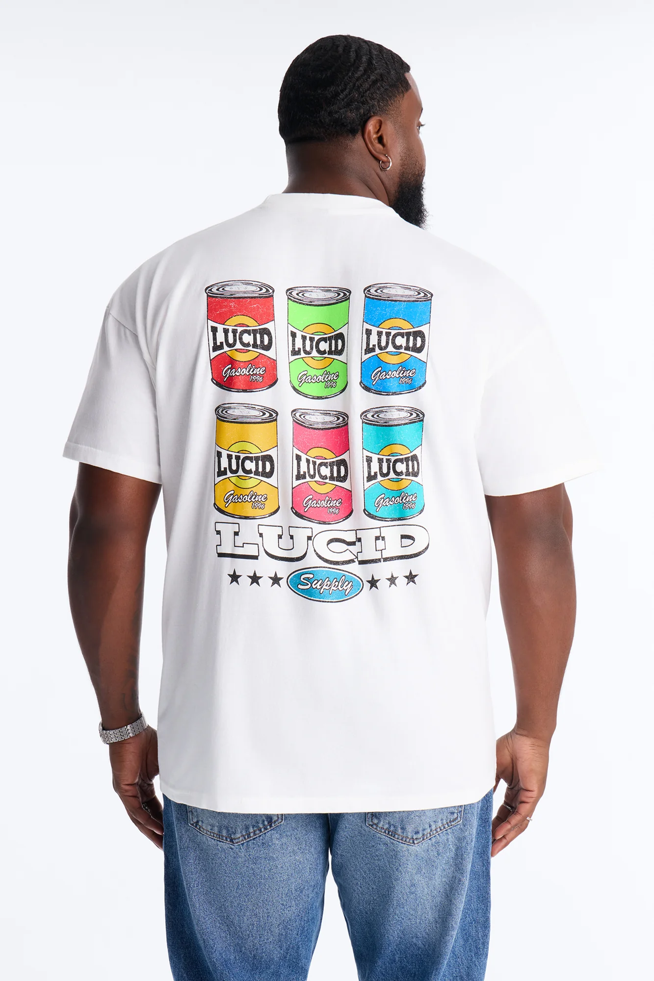 Lucid Supply Cans Oversized Short Sleeve Tee - White - Image 5