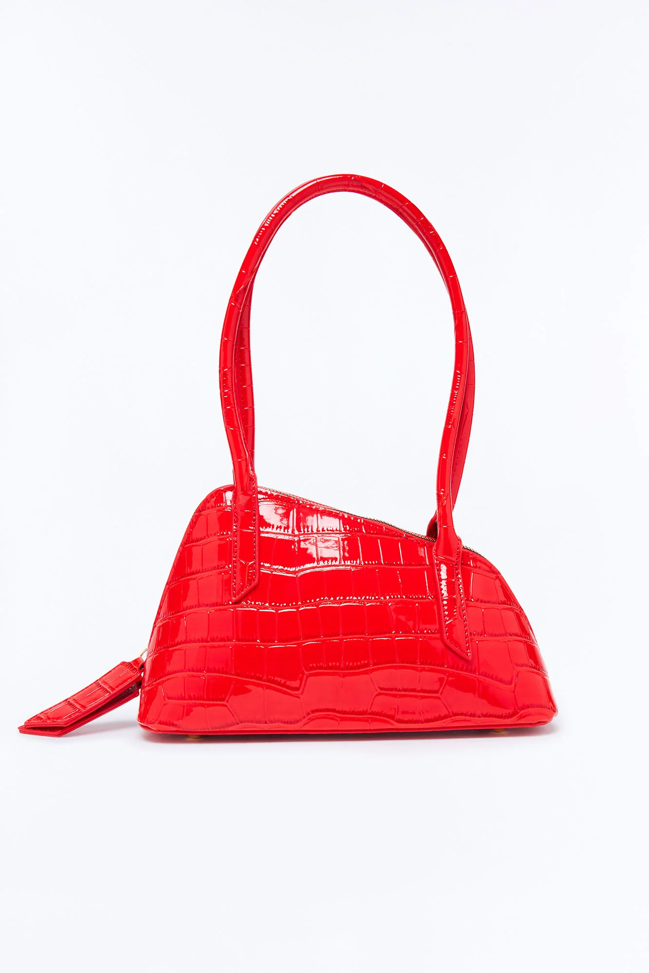 Lucky Catch Embossed Croc Shoulder Handbag - Red - Image 3