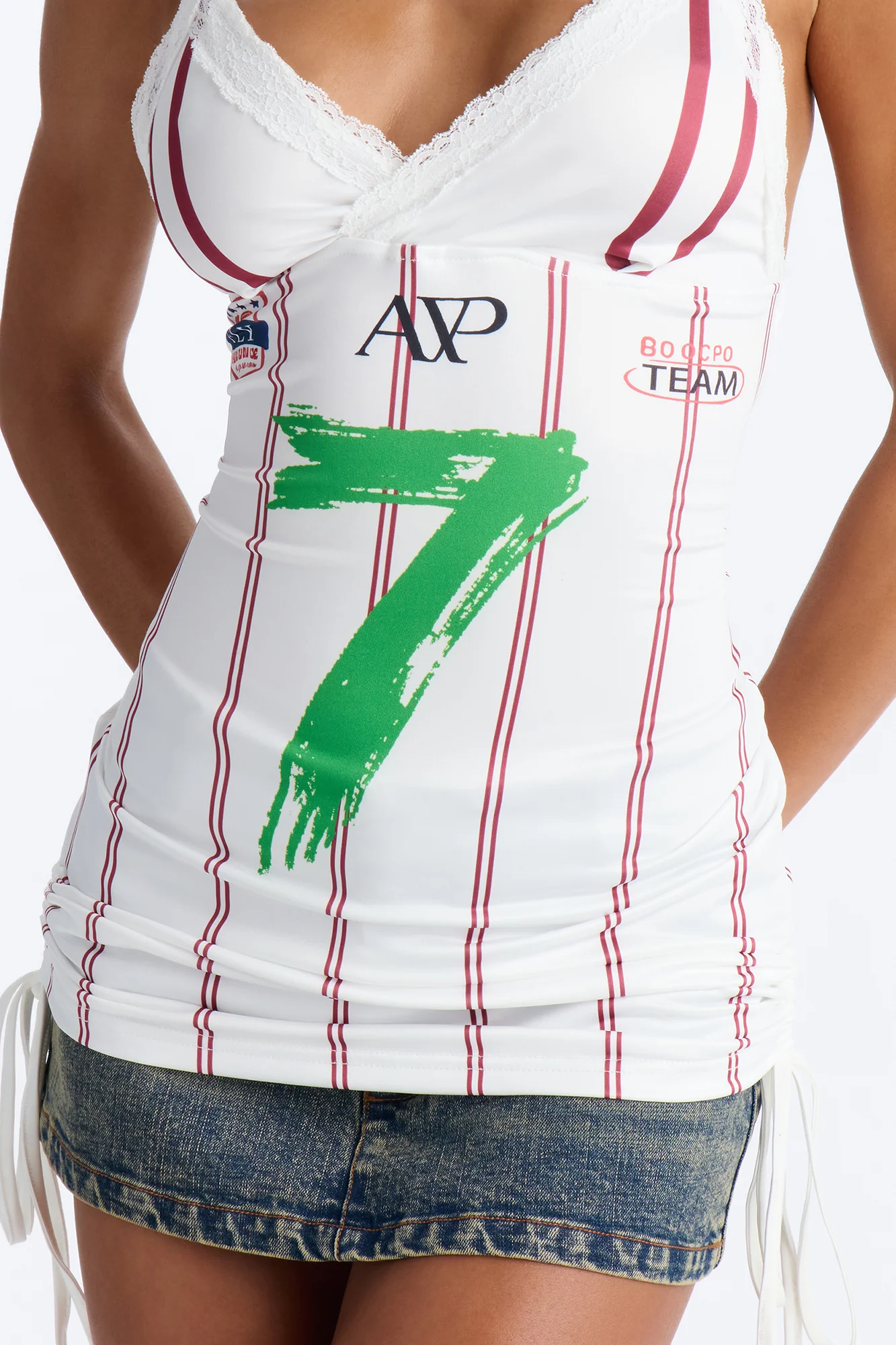 Lucky Seven Striped Lace Trim Tank - White/combo - Image 3