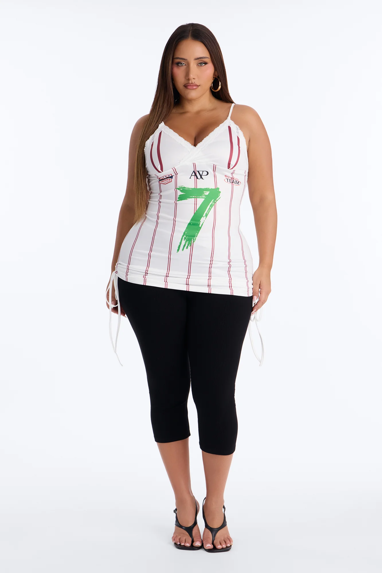 Lucky Seven Striped Lace Trim Tank - White/combo - Image 5