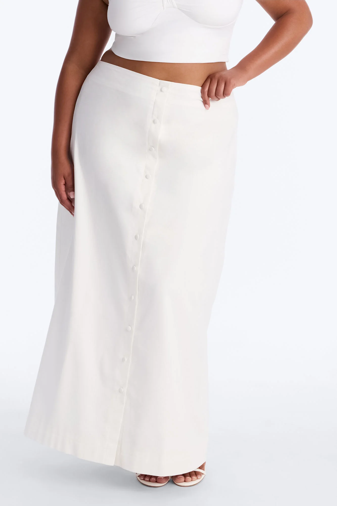 Lucy Linen Button Up Maxi Skirt - White - Image 6